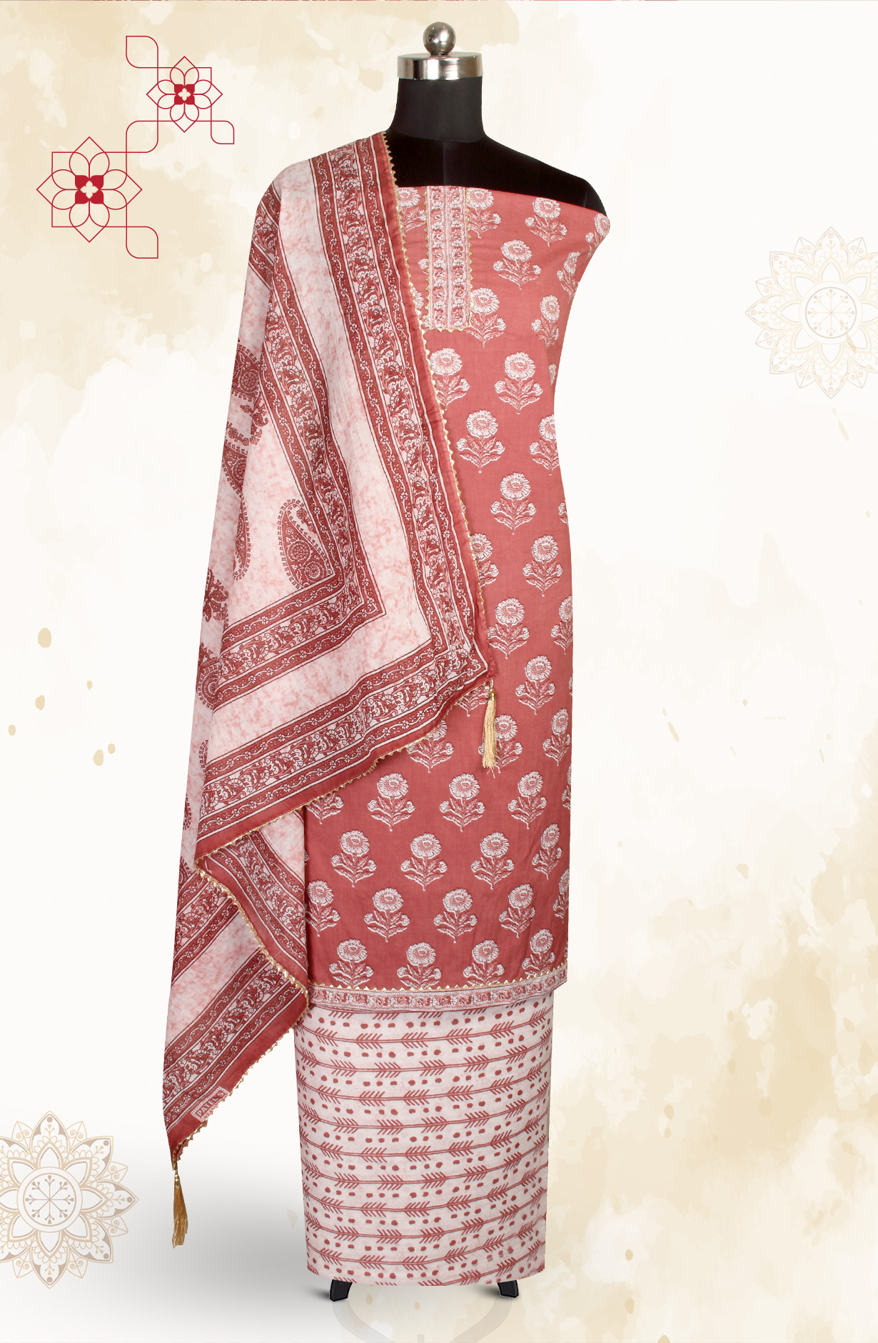 Muave Cotton Printed Salwar Kameez - MANCHALI-59E