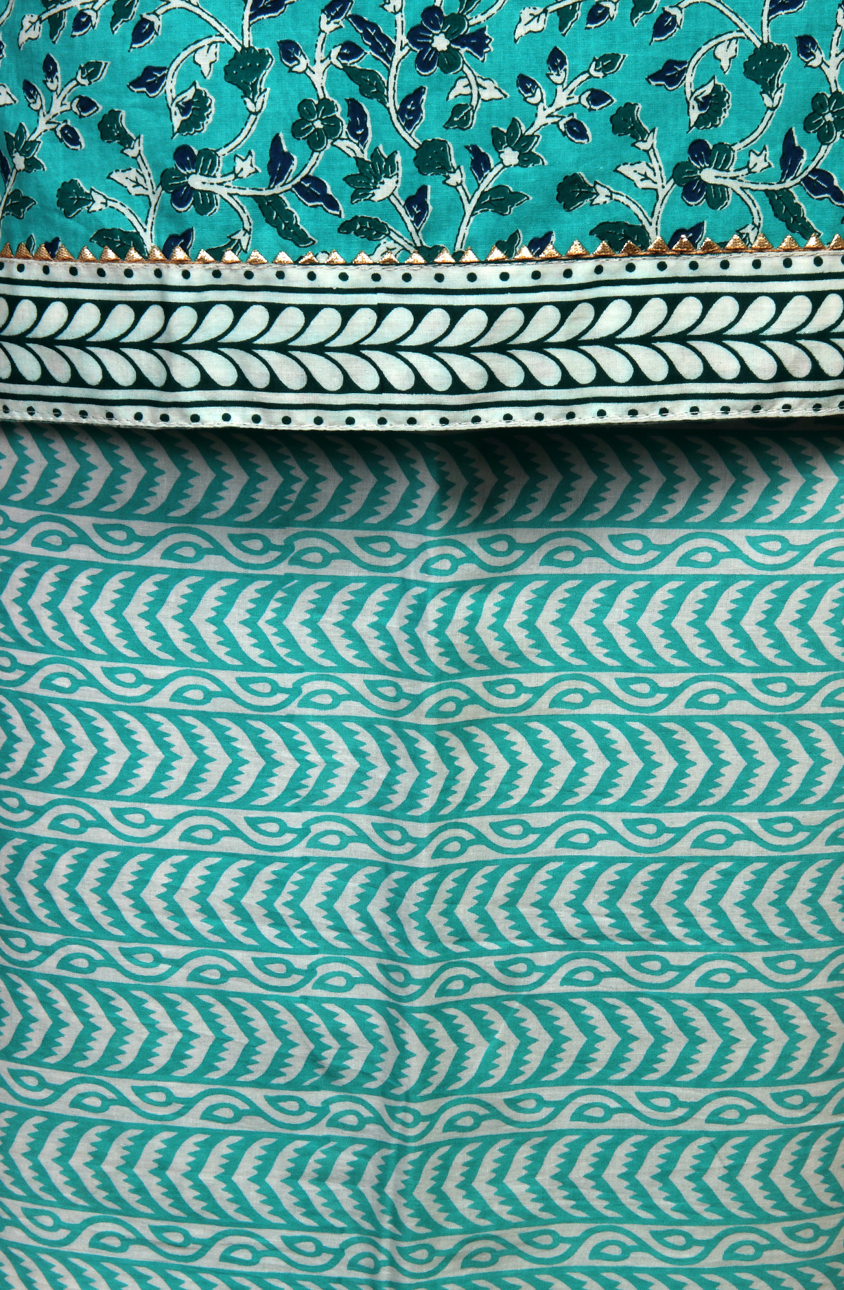 Firozi Cotton Printed Unstitched Salwar Dress Material - MANCHALI-60B