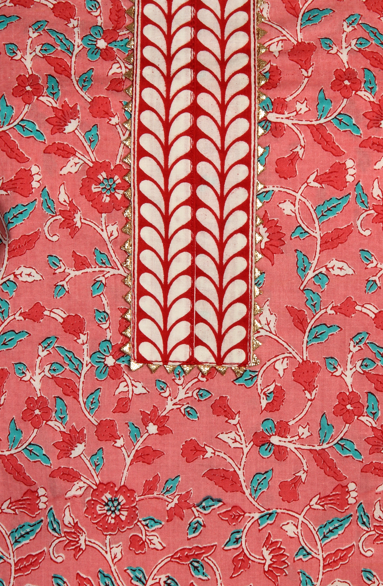 Peach Cotton Printed Unstitched Salwar Dress Material - MANCHALI-60C