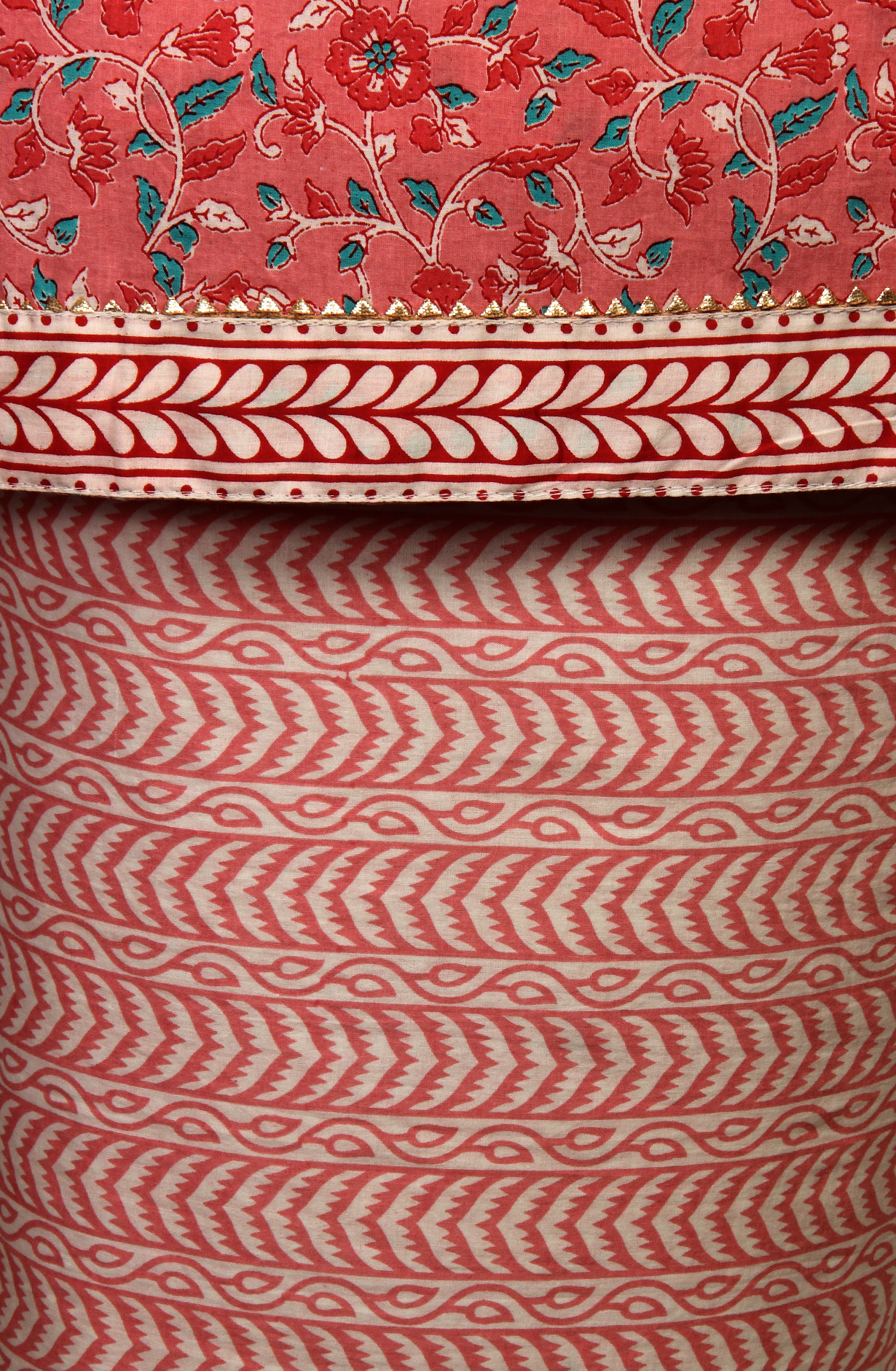 Peach Cotton Printed Unstitched Salwar Dress Material - MANCHALI-60C