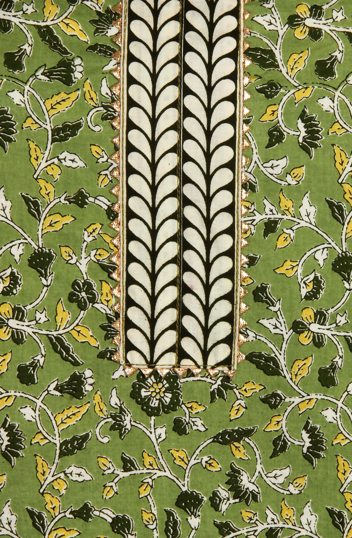 Mehndi Cotton Printed Unstitched Salwar Dress Material - MANCHALI-60D