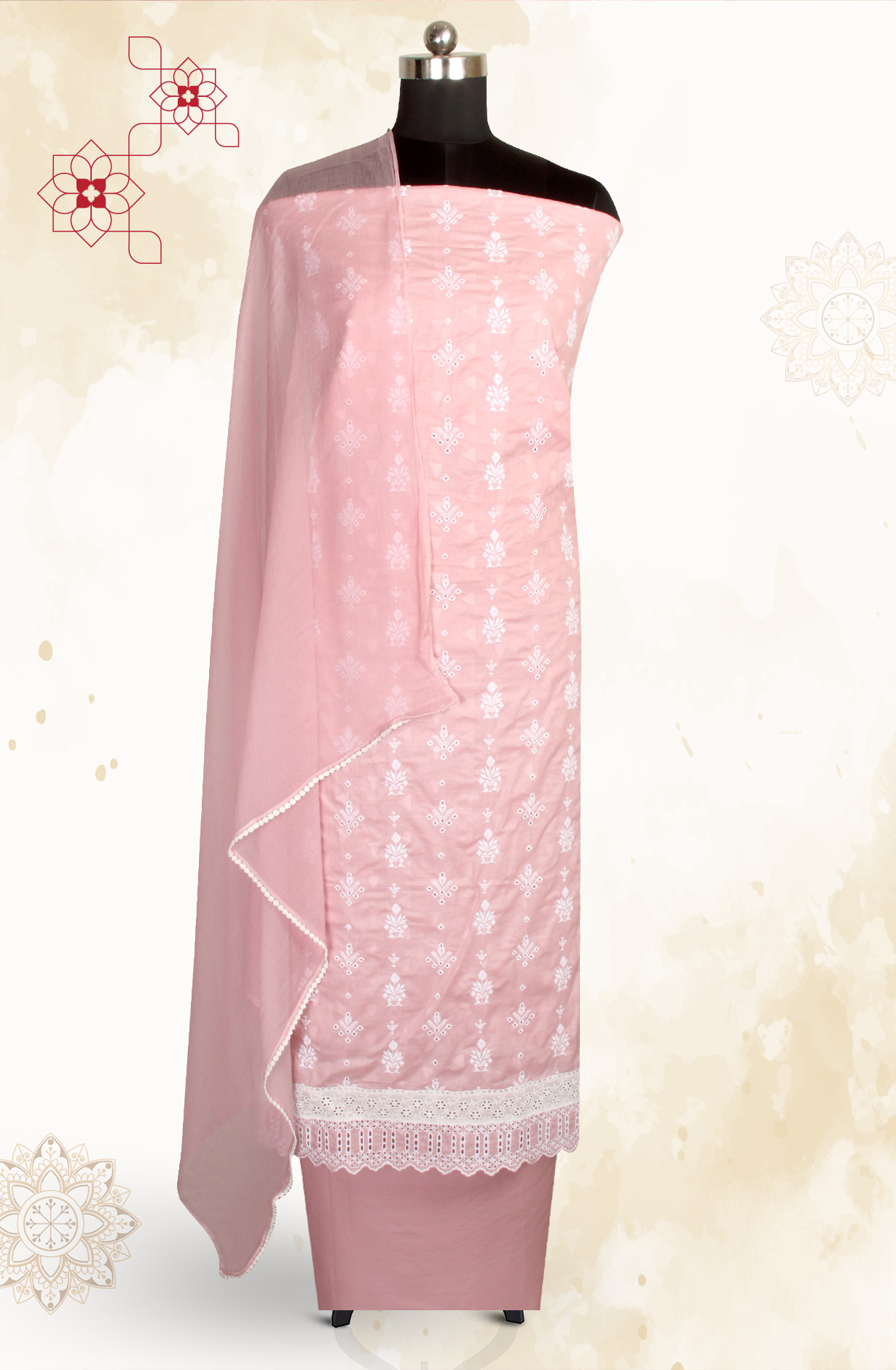 Pink Embroidered Exclusive Salwar Kameez with Chiffon Dupatta - MANNS13793A