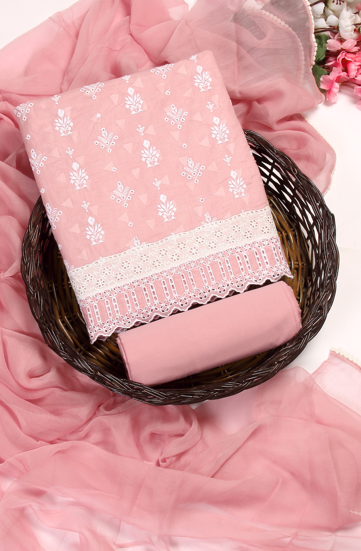 Pink Embroidered Exclusive Salwar Kameez with Chiffon Dupatta - MANNS13793A