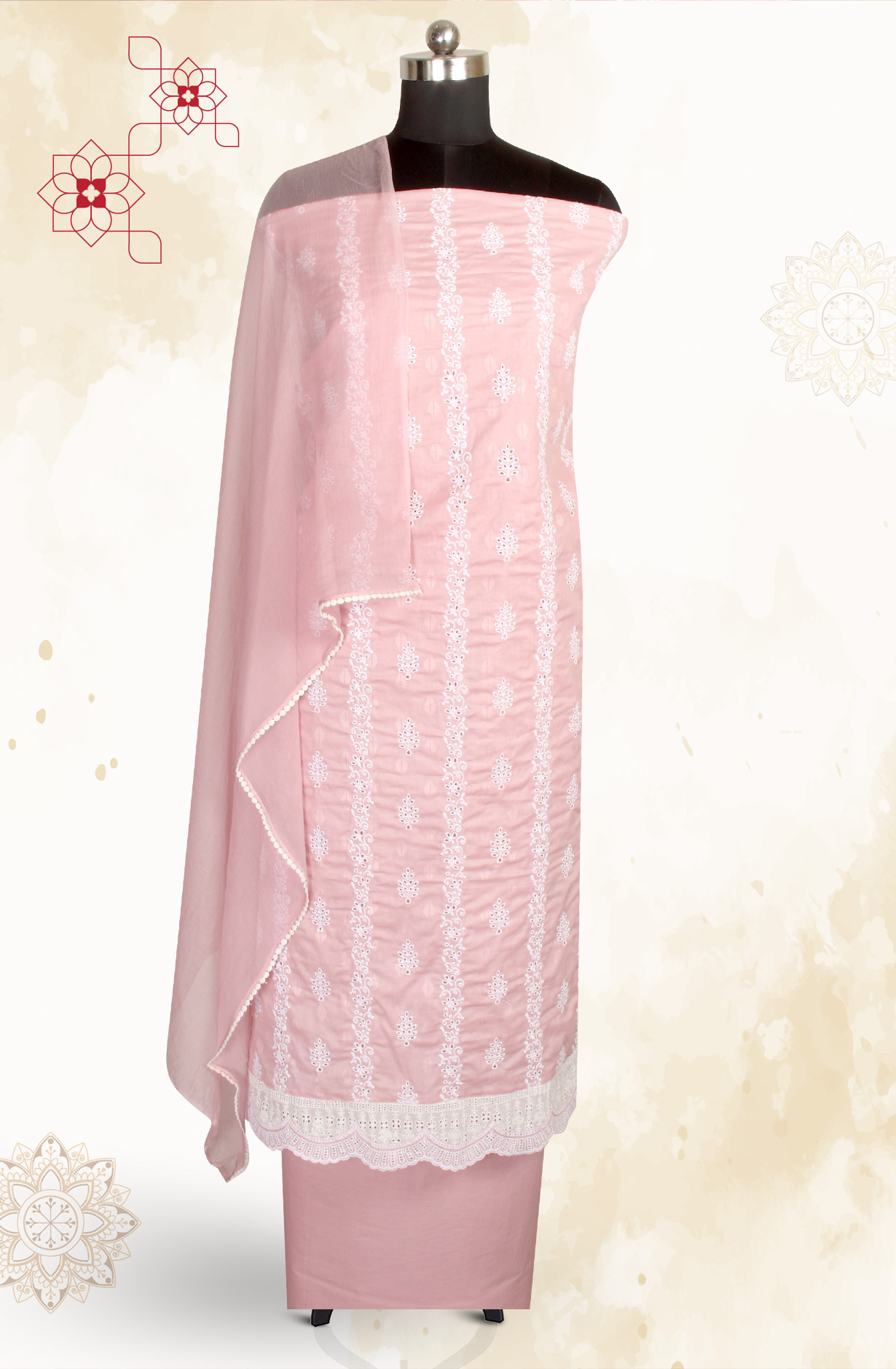 Pink Embroidered Exclusive Salwar Kameez with Chiffon Dupatta - MANNS13799A