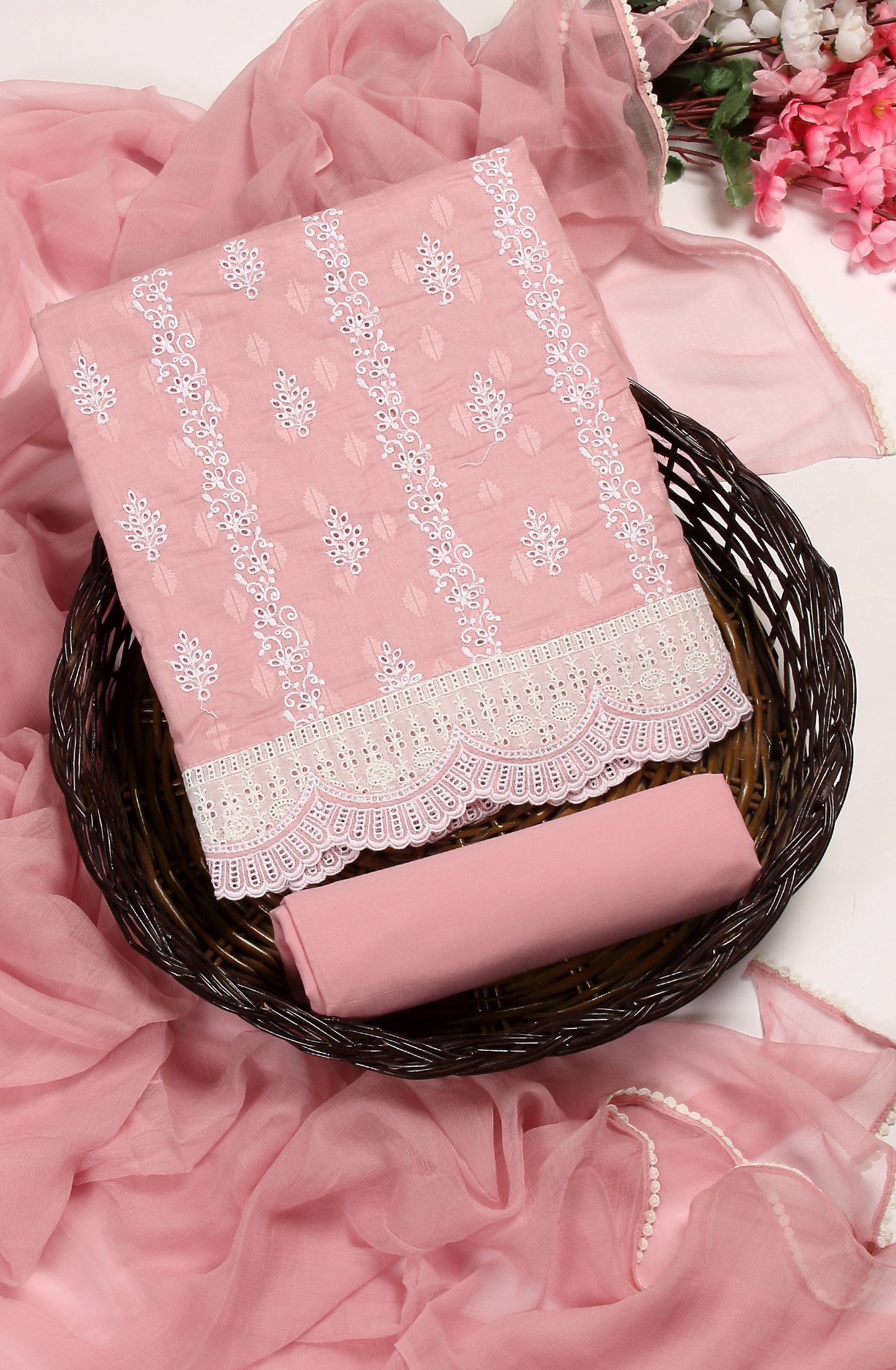 Pink Embroidered Exclusive Salwar Kameez with Chiffon Dupatta - MANNS13799A