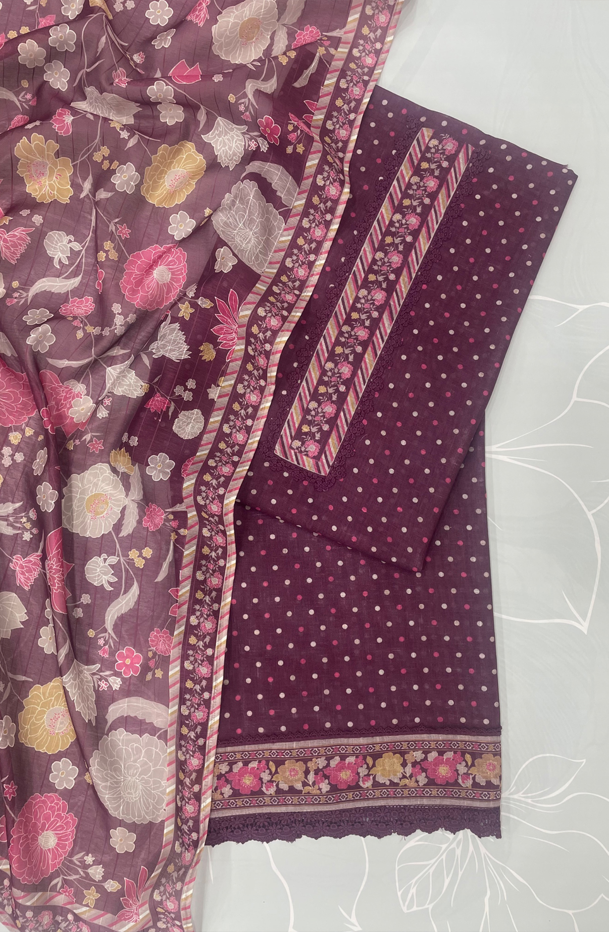 Maroon Digital Printed Linen Salwaar Kameez - MAR2357A