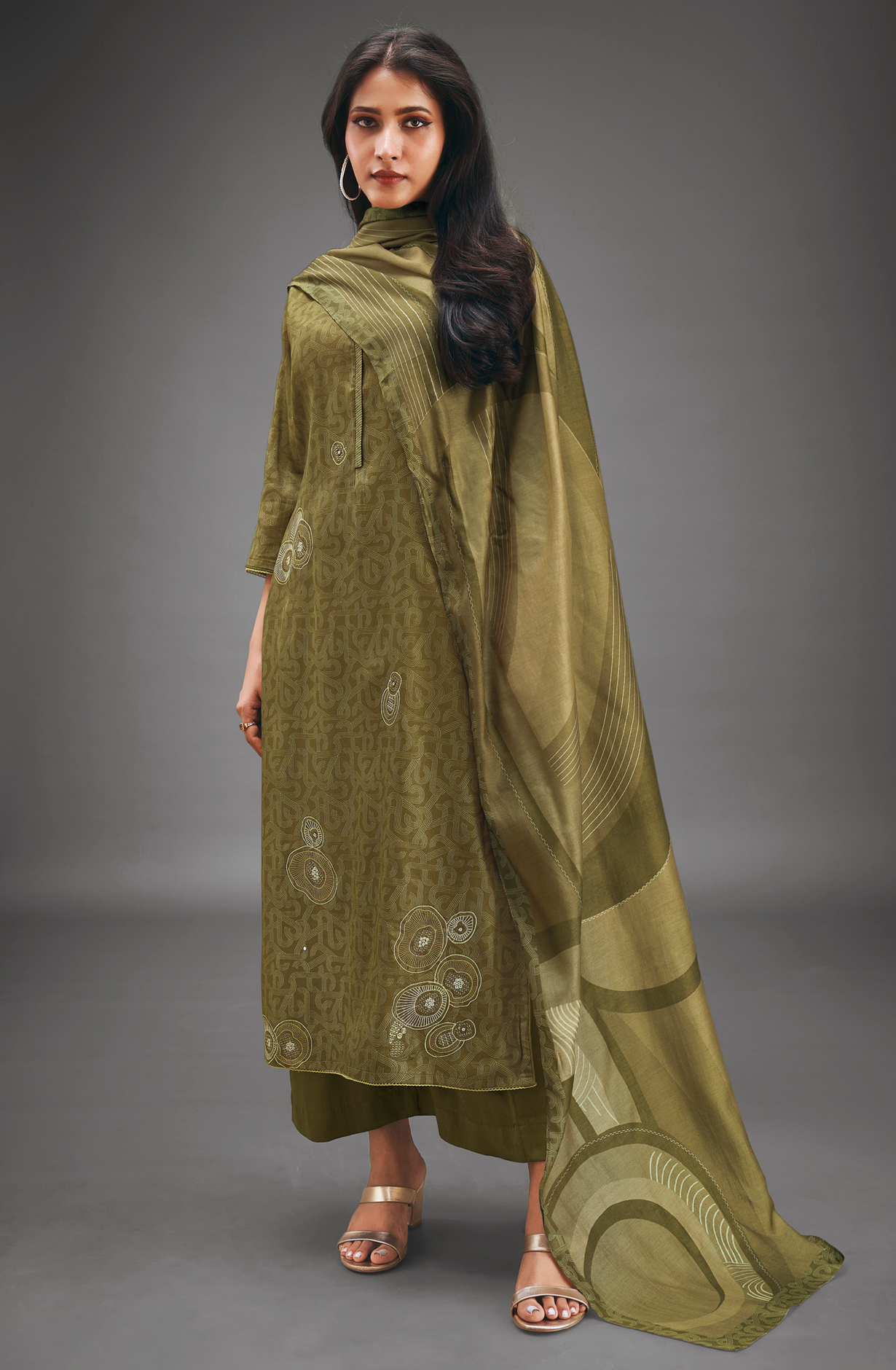 Mehndi Cotton Digital Printed Unstitched Salwar Suit - MARS1813B