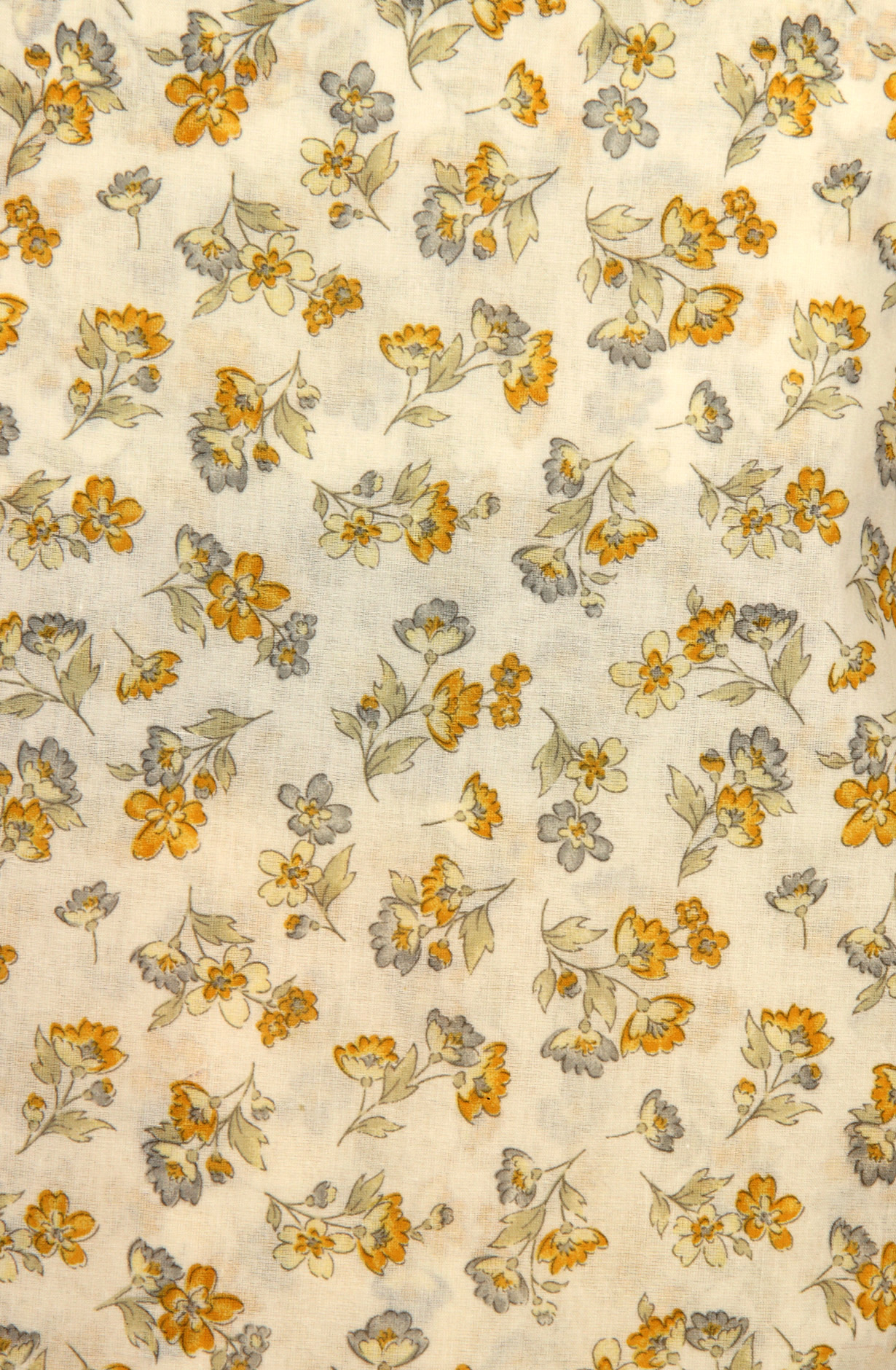 White and Mustard Cotton Unstitched Salwar Suit with Chiffon Dupatta - MEEPIM49