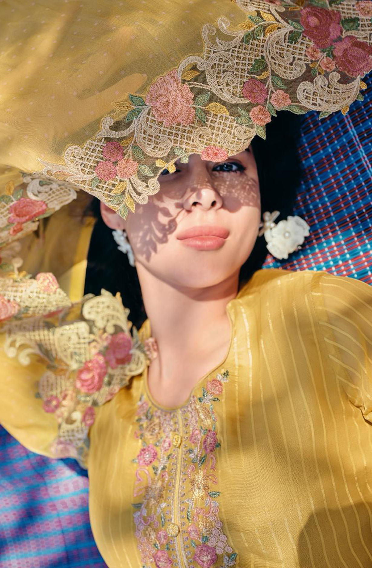 Yellow Viscose Organza Embroidered Suit Set with Dupatta - MEHMR04