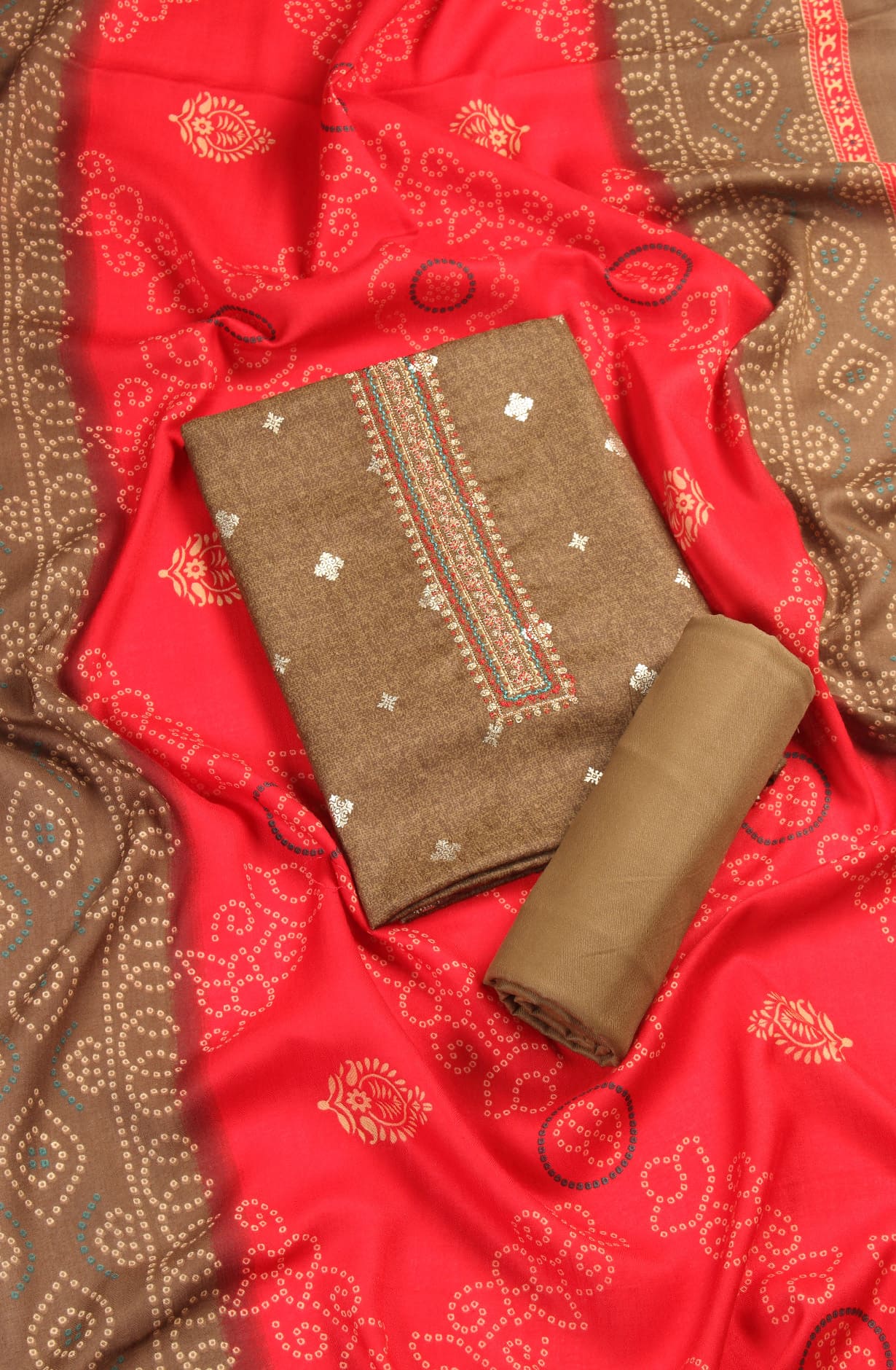 Mehndi Pashmina Winterwear Unstitched Salwar Kameez - SMA2005