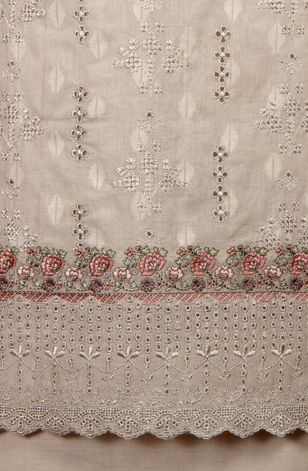 Grey Pure Cotton Embroidered Salwar Kameez with Chiffon Dupatta - MELNS13783C