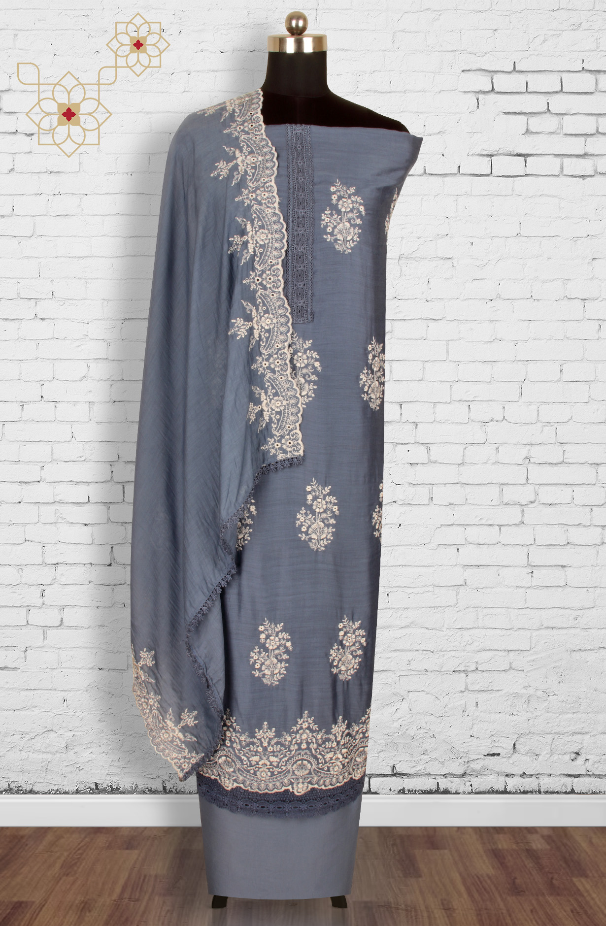 Pastel Blue Muslin Exclusive Embroidered Salwar Kameez - MER1917C