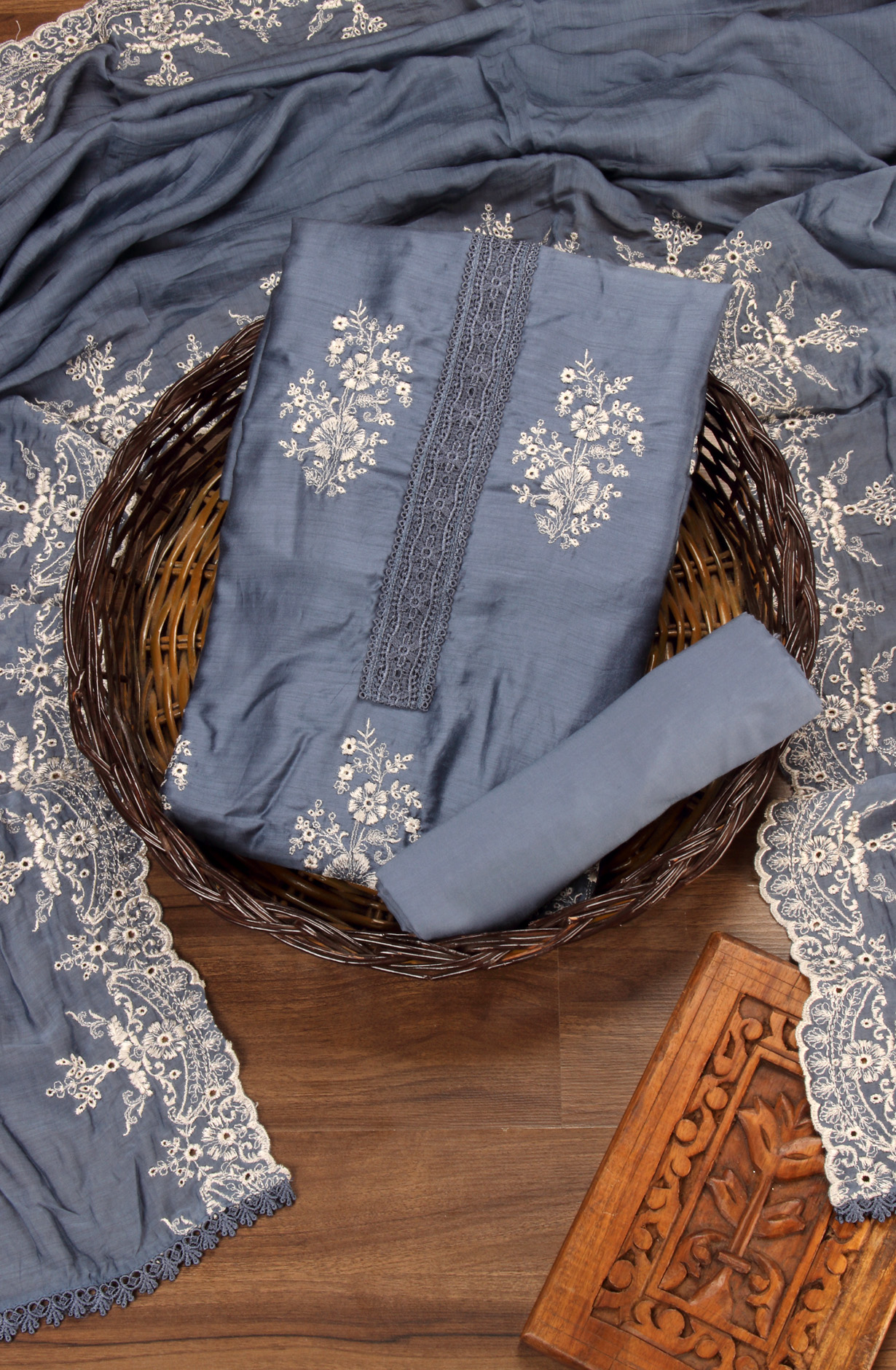 Pastel Blue Muslin Exclusive Embroidered Salwar Kameez - MER1917C