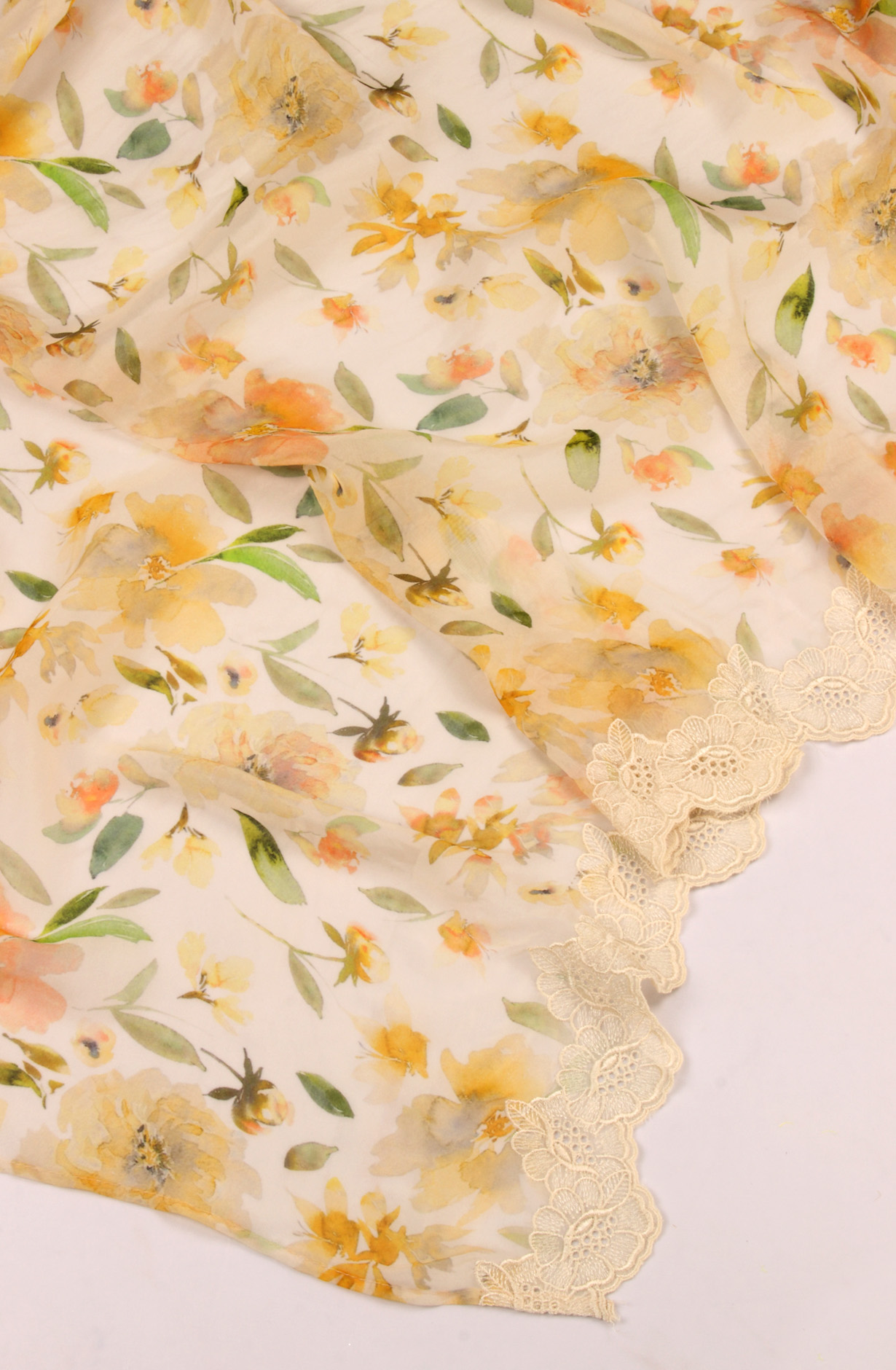 Yellow Beautiful Muslin Unstitched Salwar Kameez with Organza Dupatta - MIR8808B