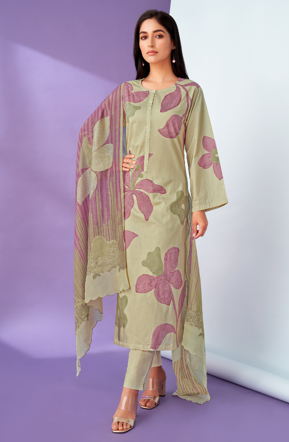 Green Cotton Digital Printed Salwar Kameez with Beautiful Dupatta - MIS5848