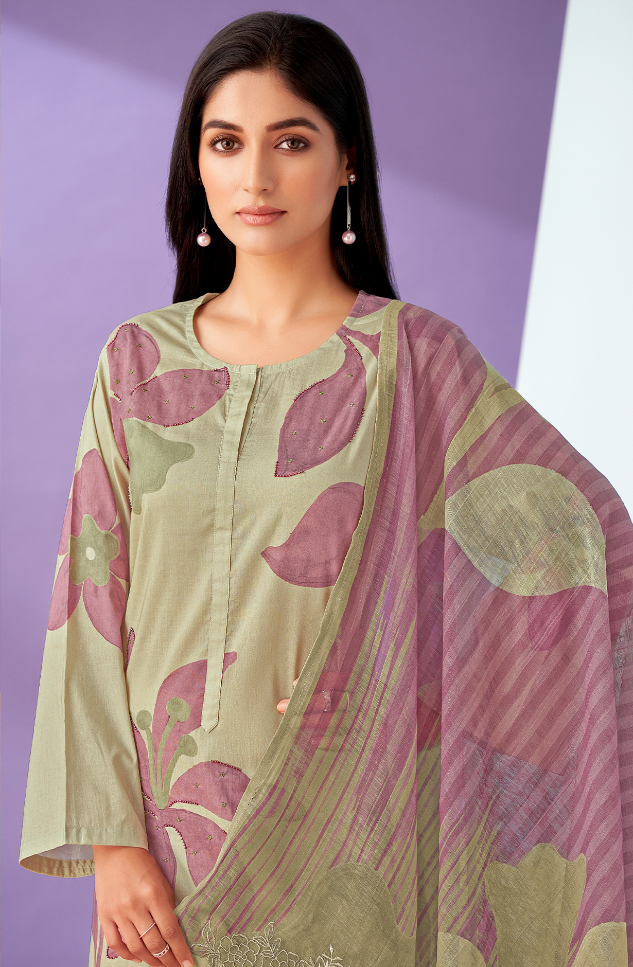 Green Cotton Digital Printed Salwar Kameez with Beautiful Dupatta - MIS5848