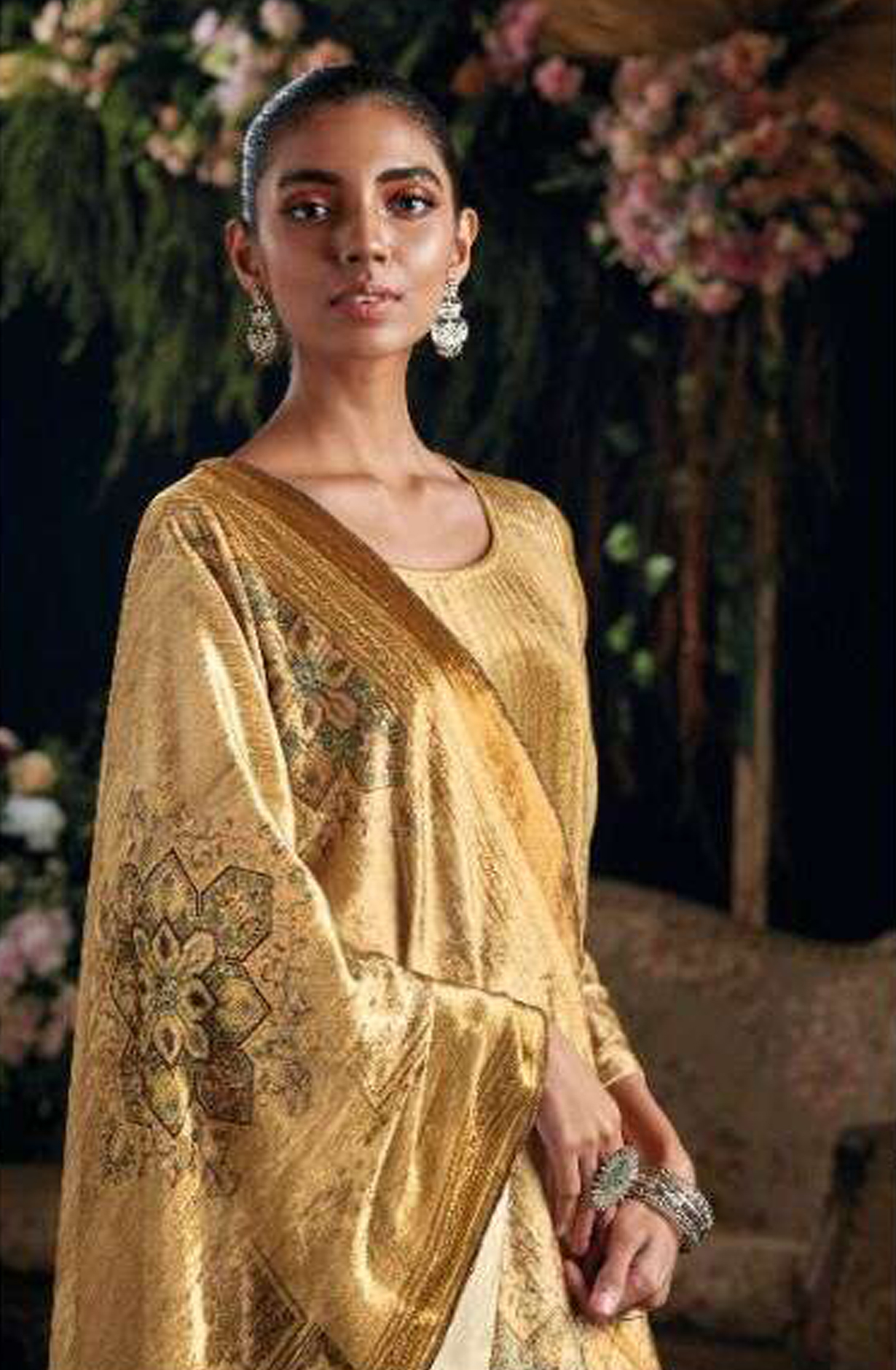 Mustard Yellow Pure Velvet Unstitched Salwar Suit - MIS881