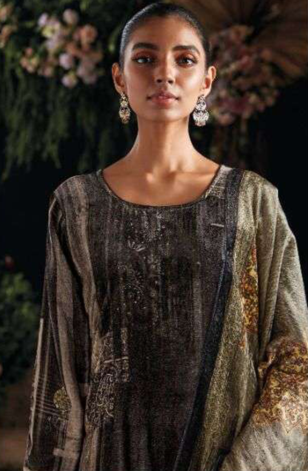 Black Pure Velvet Unstitched Salwar Suit - MIS882