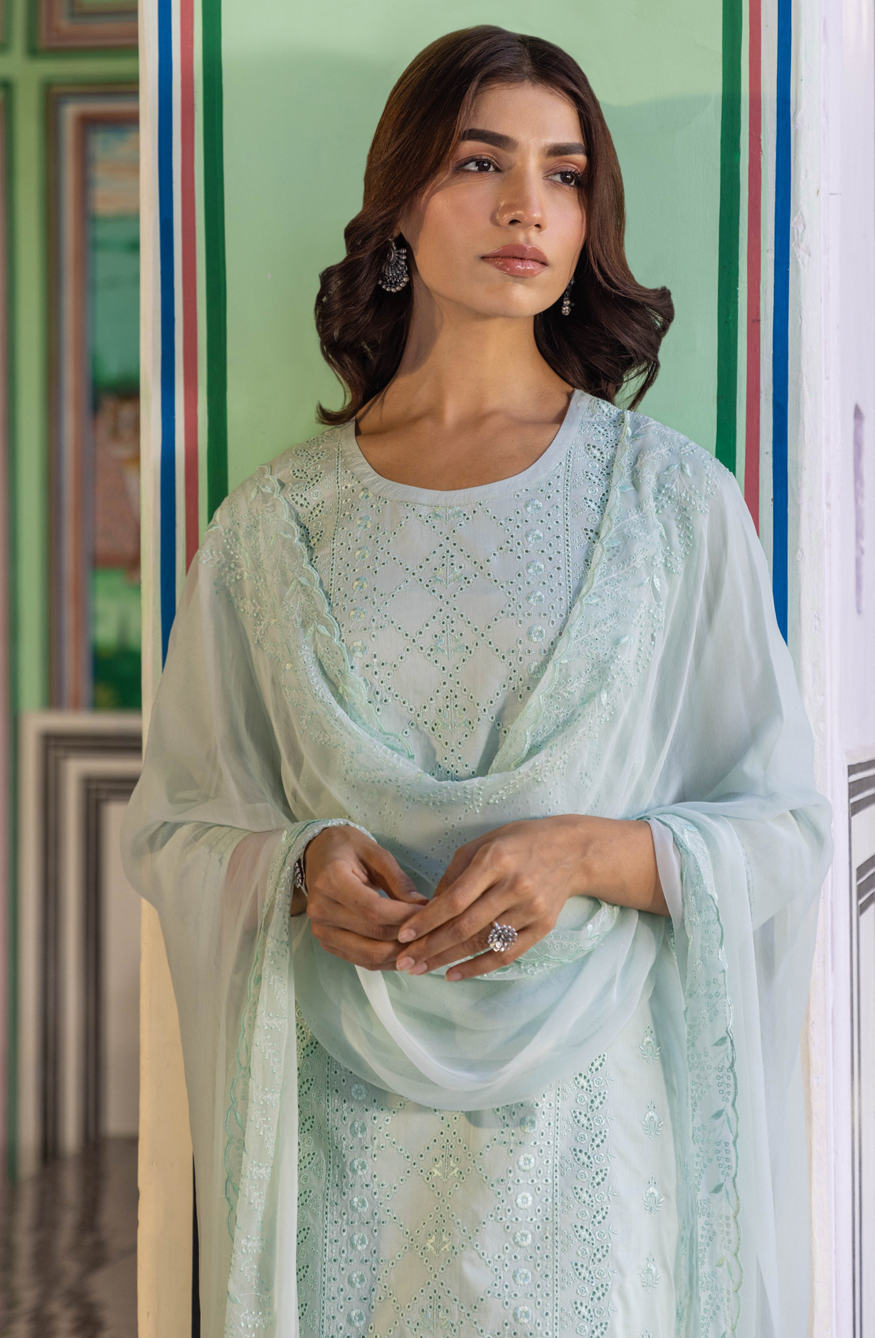 Sea Green Cotton Unstitched Embroidered Salwar Kameez - MIT1918