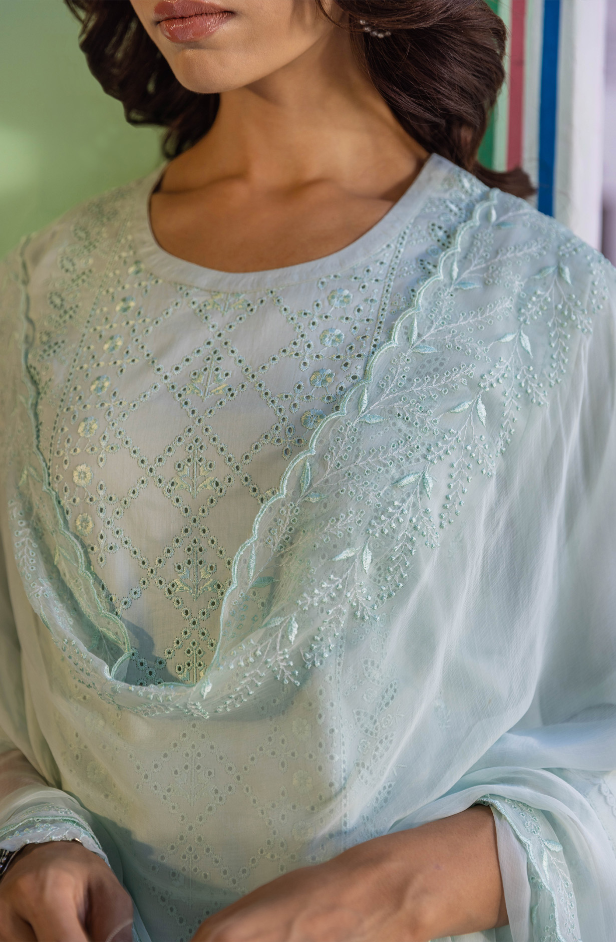 Sea Green Cotton Unstitched Embroidered Salwar Kameez - MIT1918