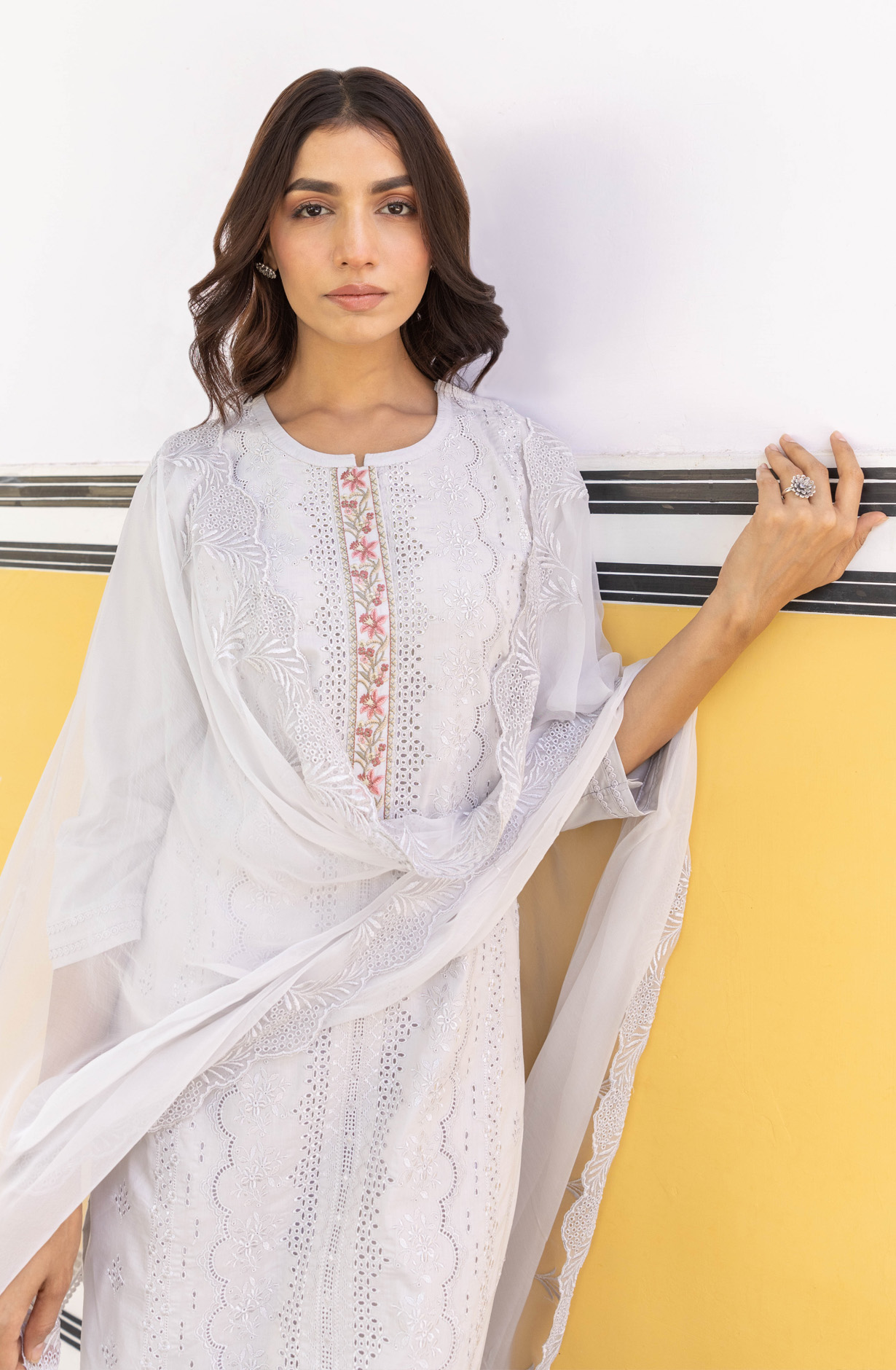 Grey Cotton Unstitched Embroidered Salwar Kameez - MIT1920