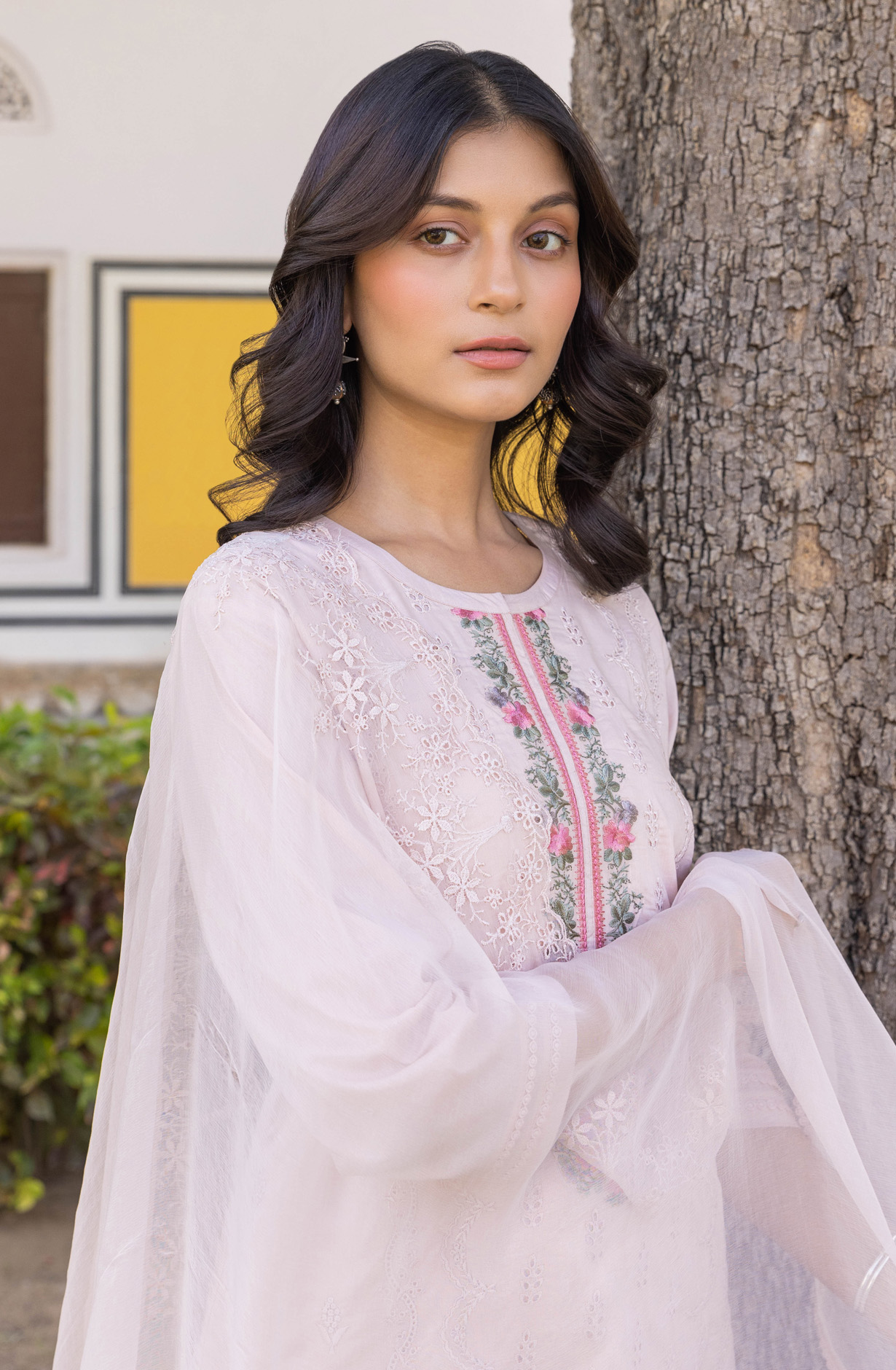 Peach Cotton Unstitched Embroidered Salwar Kameez - MIT1921