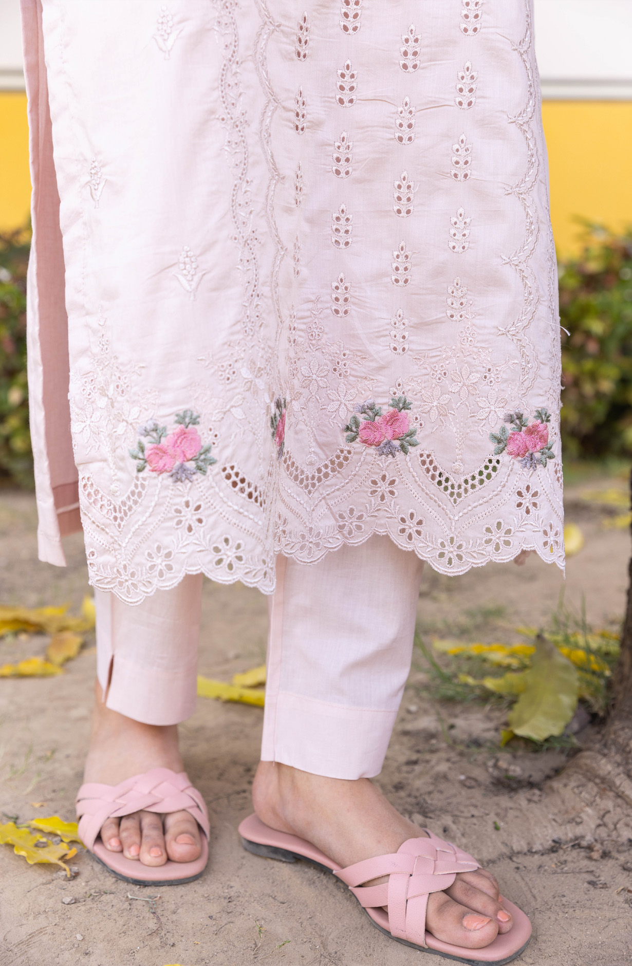Peach Cotton Unstitched Embroidered Salwar Kameez - MIT1921