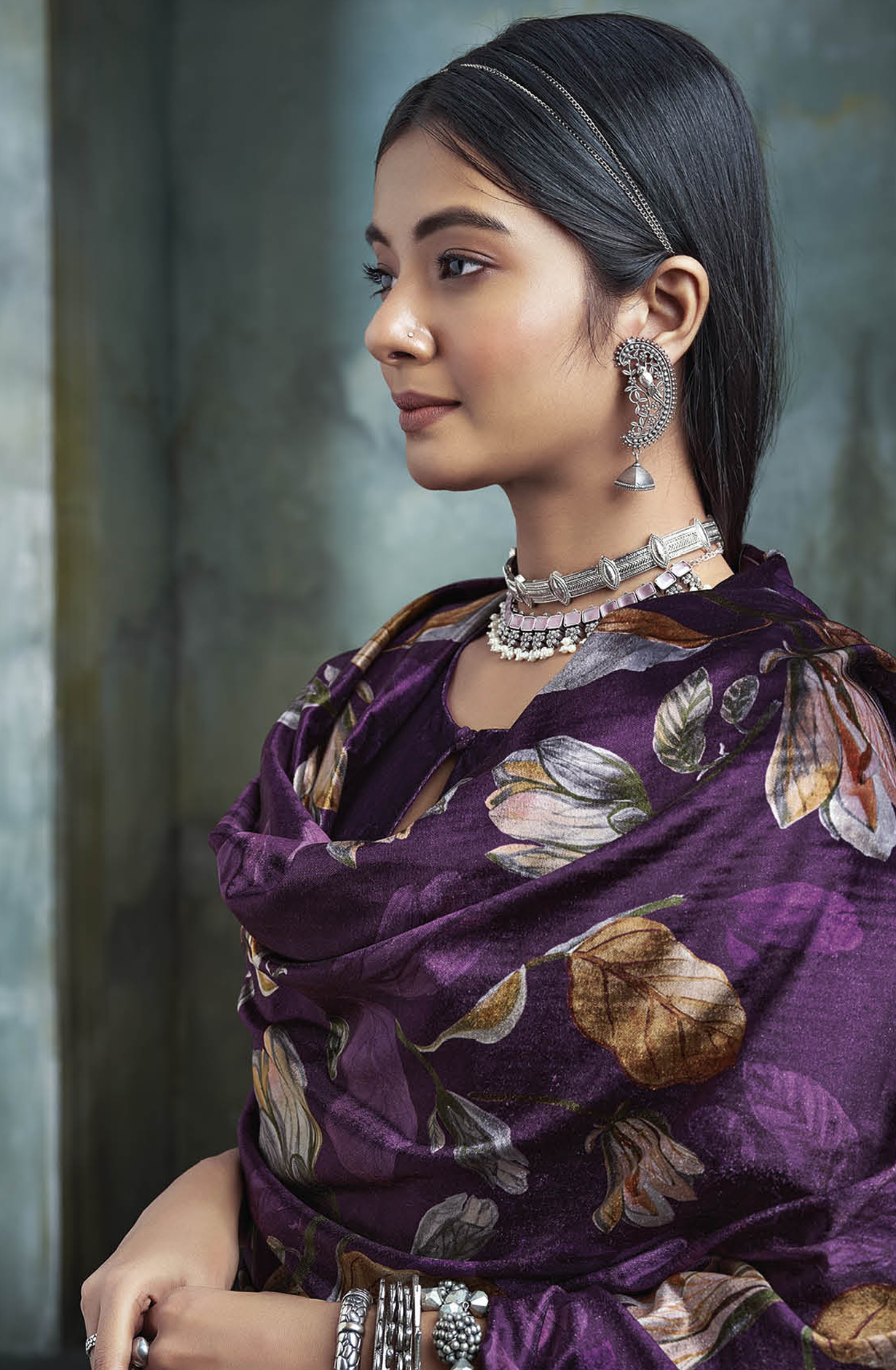 Purple Luxe Velvet Beautiful Embroidered Salwar Suit - MIWC1677