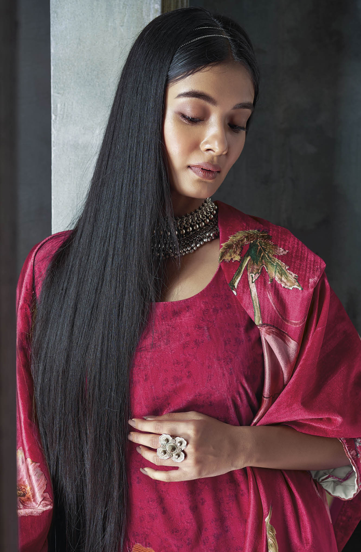 Rani Pink Luxe Velvet Beautiful Embroidered Salwar Suit - MIWC1682