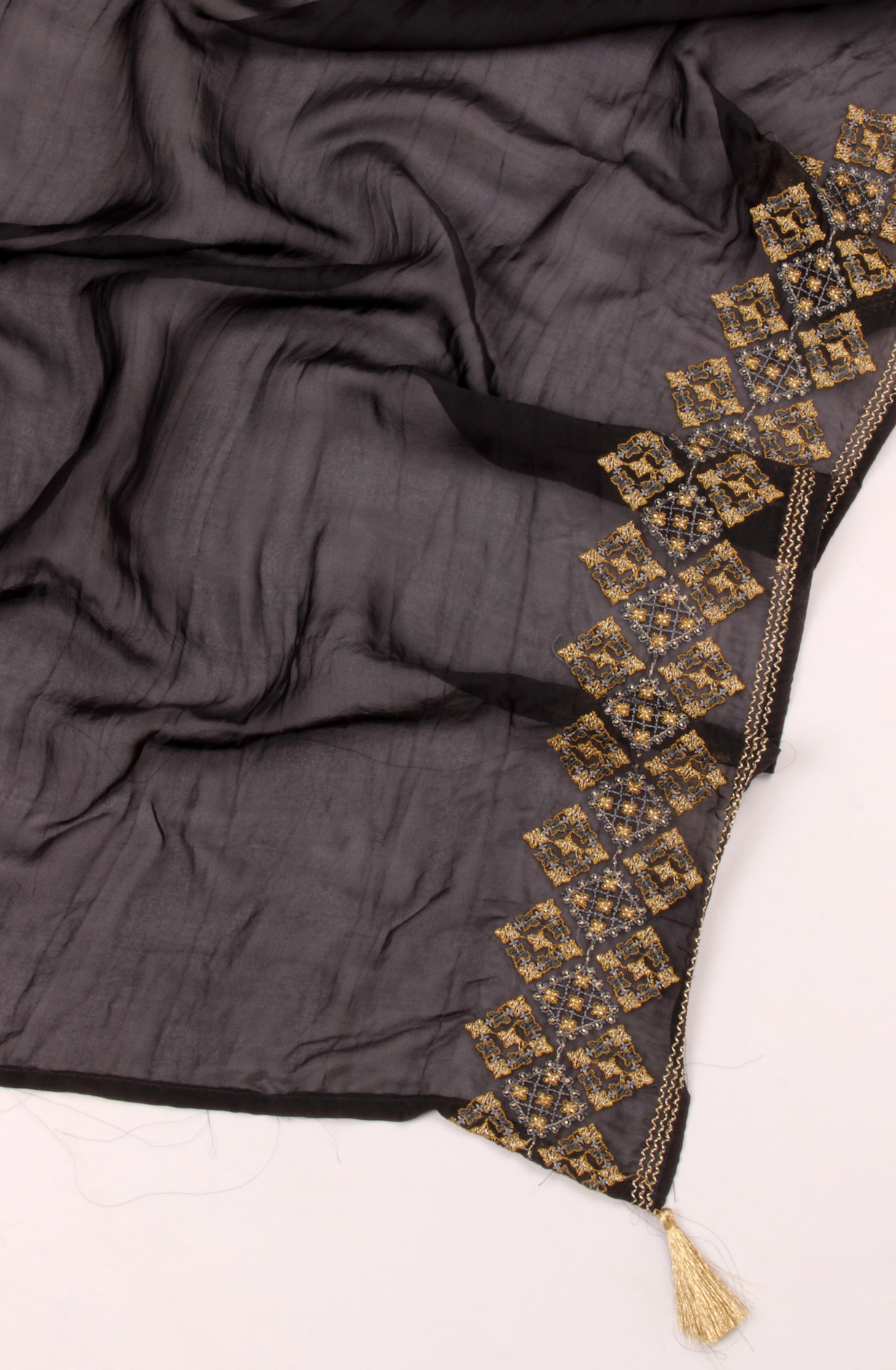 Black Russian Silk Digital Printed Salwar Kameez with Organza Dupatta - MIX1201