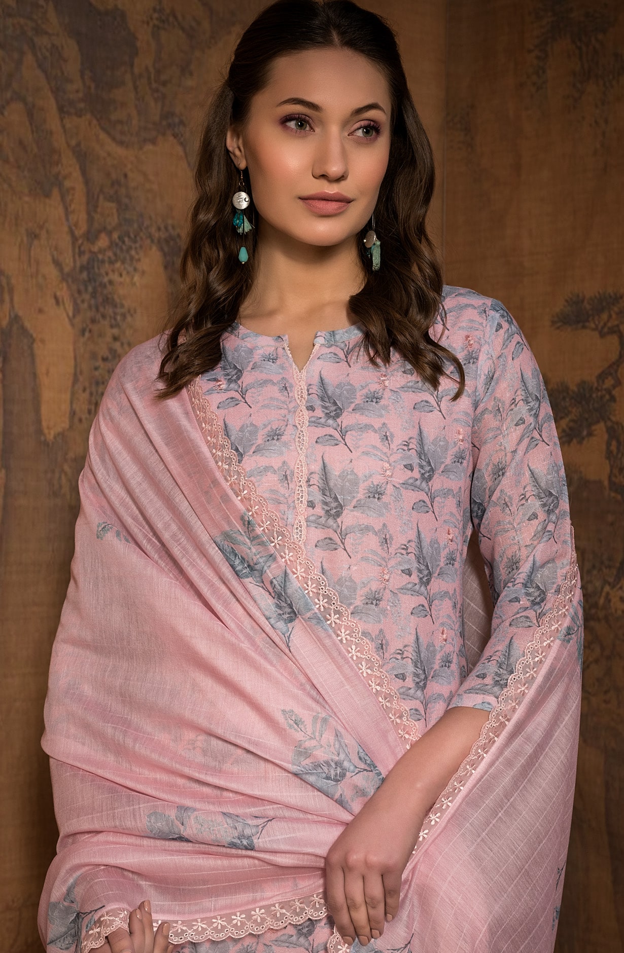 Peach Cotton Linen Exclusive Unstitched Suit with Dupatta - MOG1100B