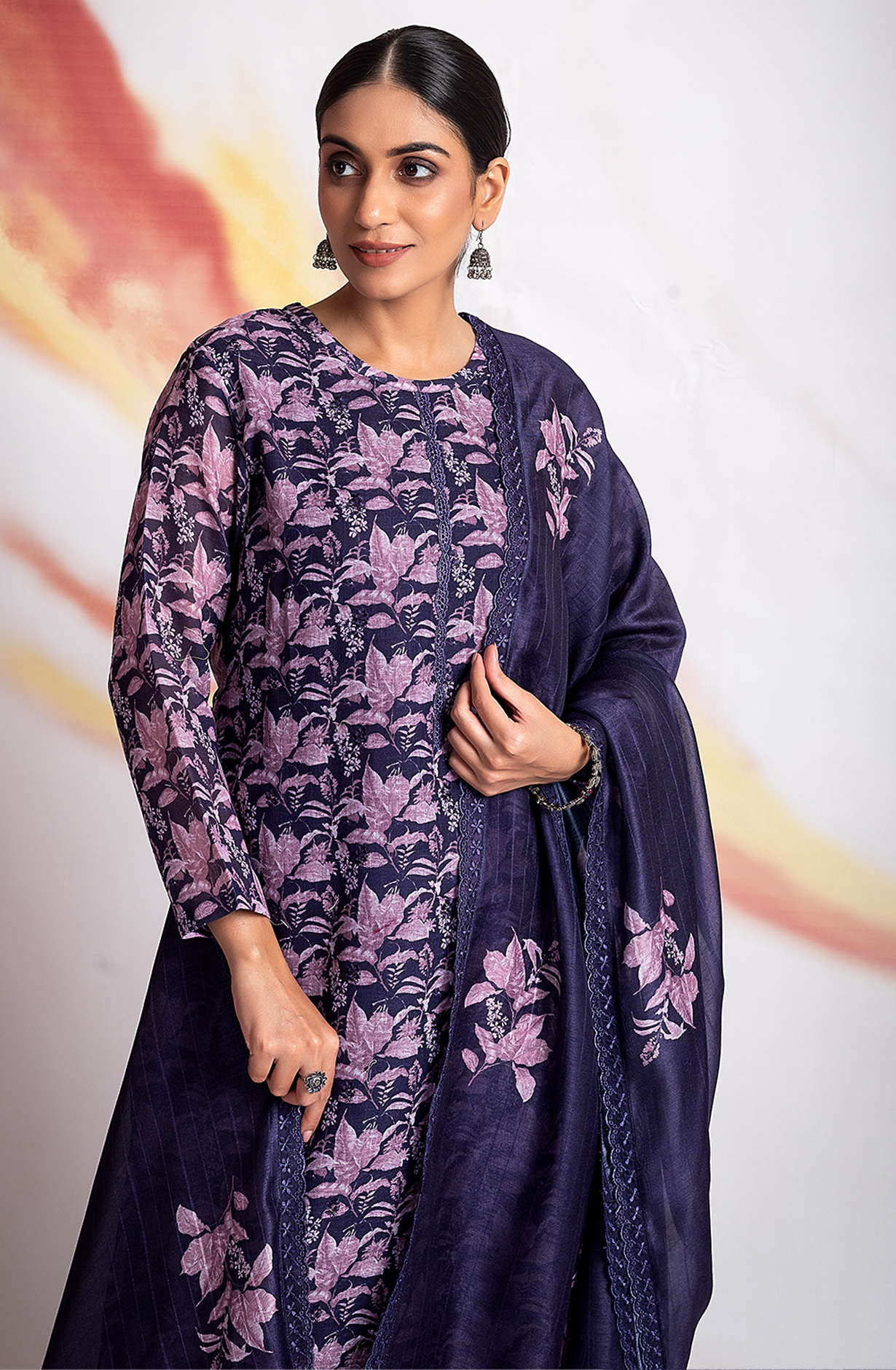 Violet Linen Unstitched Digital Printed Salwar Kameez - MOG2215