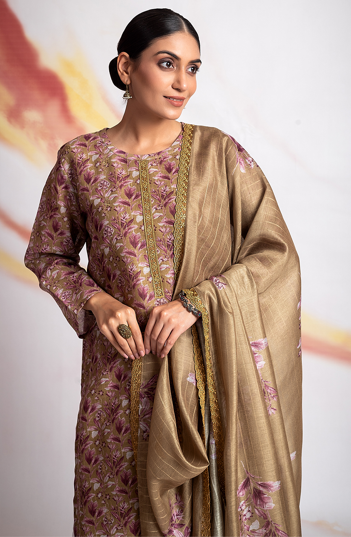 Mehndi Green Linen Unstitched Digital Printed Salwar Kameez - MOG2219