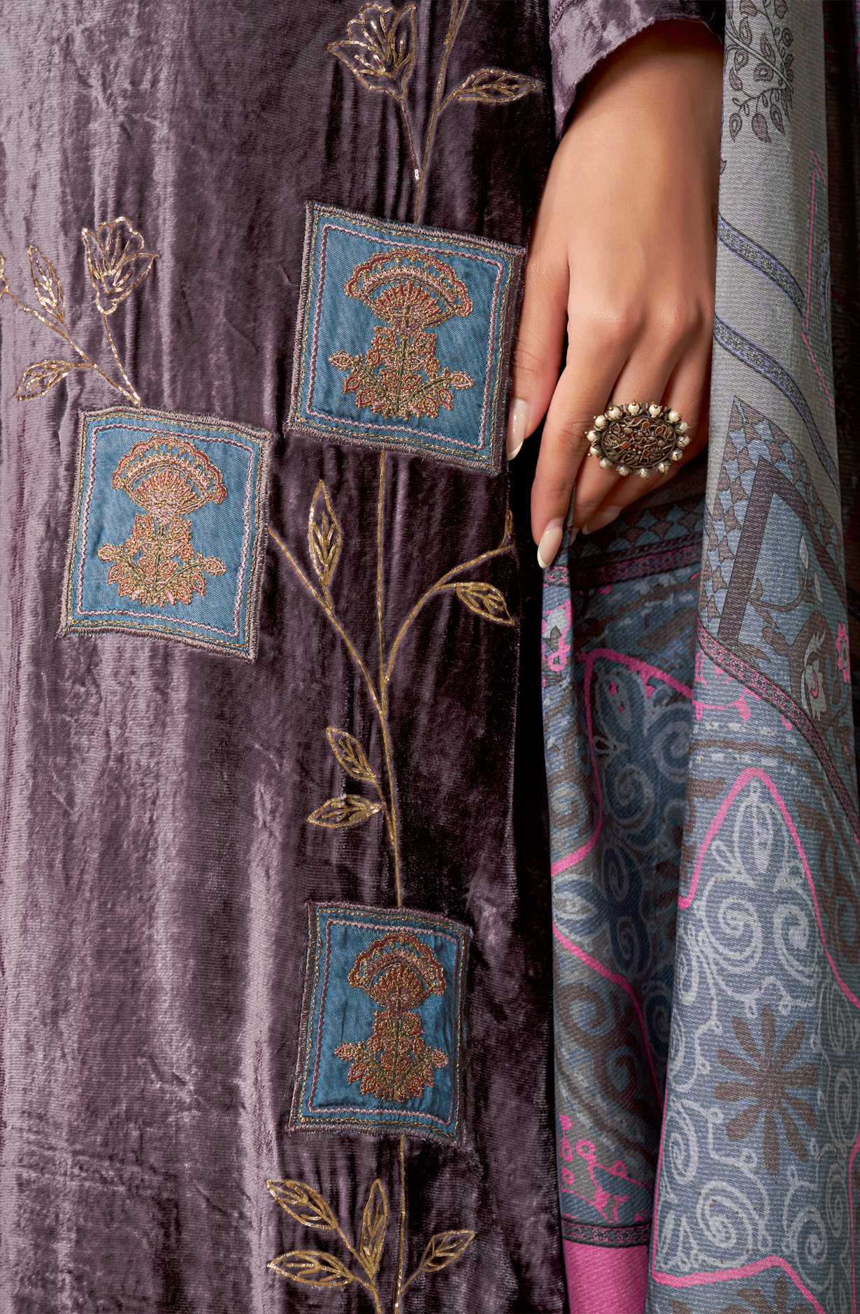Light Purple Designer Pure Velvet Embroidered Salwar Suit - MUG795