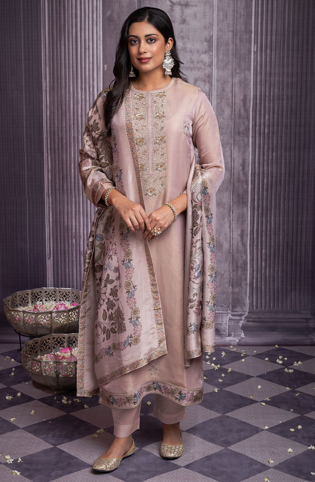 Brown Tissue Silk Silk Suit with Beautiful Digiital Printed Dupatta- MUK2269C