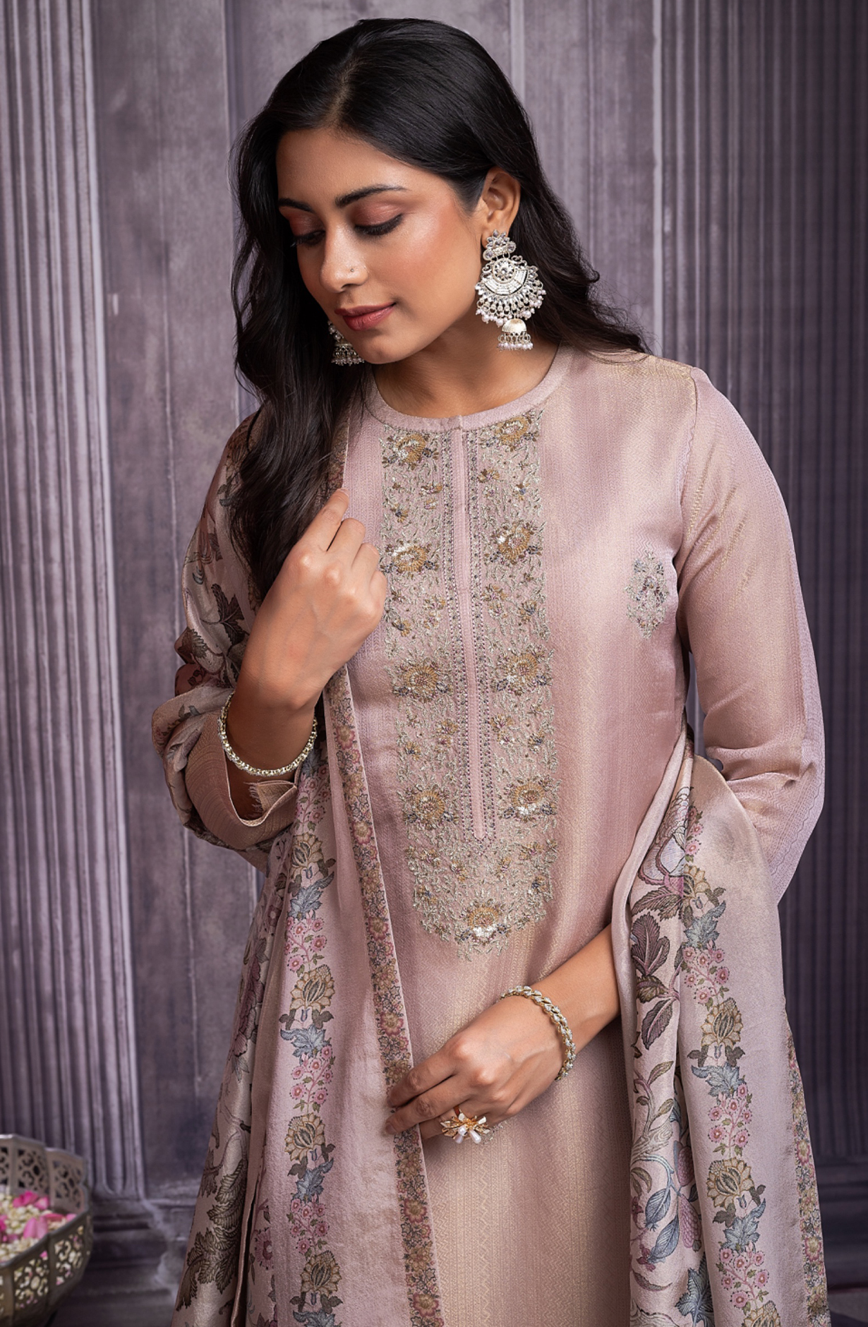 Brown Tissue Silk Silk Suit with Beautiful Digiital Printed Dupatta- MUK2269C