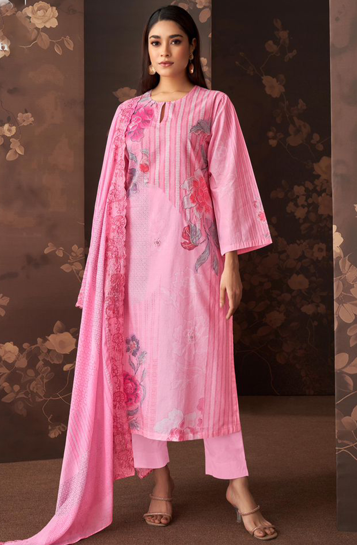 Printed Cotton Suit Set with Dupatta - MUS829