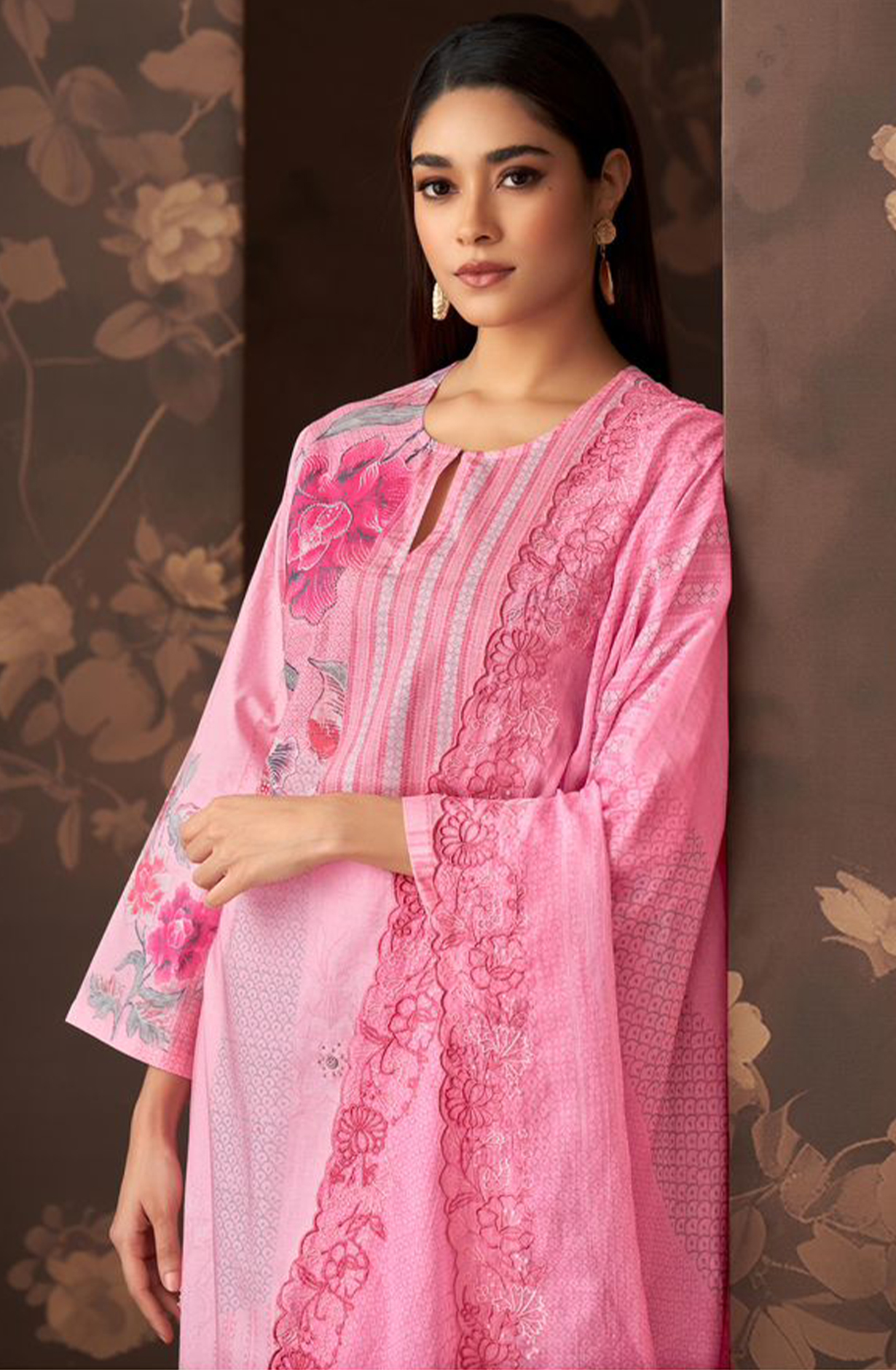 Printed Cotton Suit Set with Dupatta - MUS829