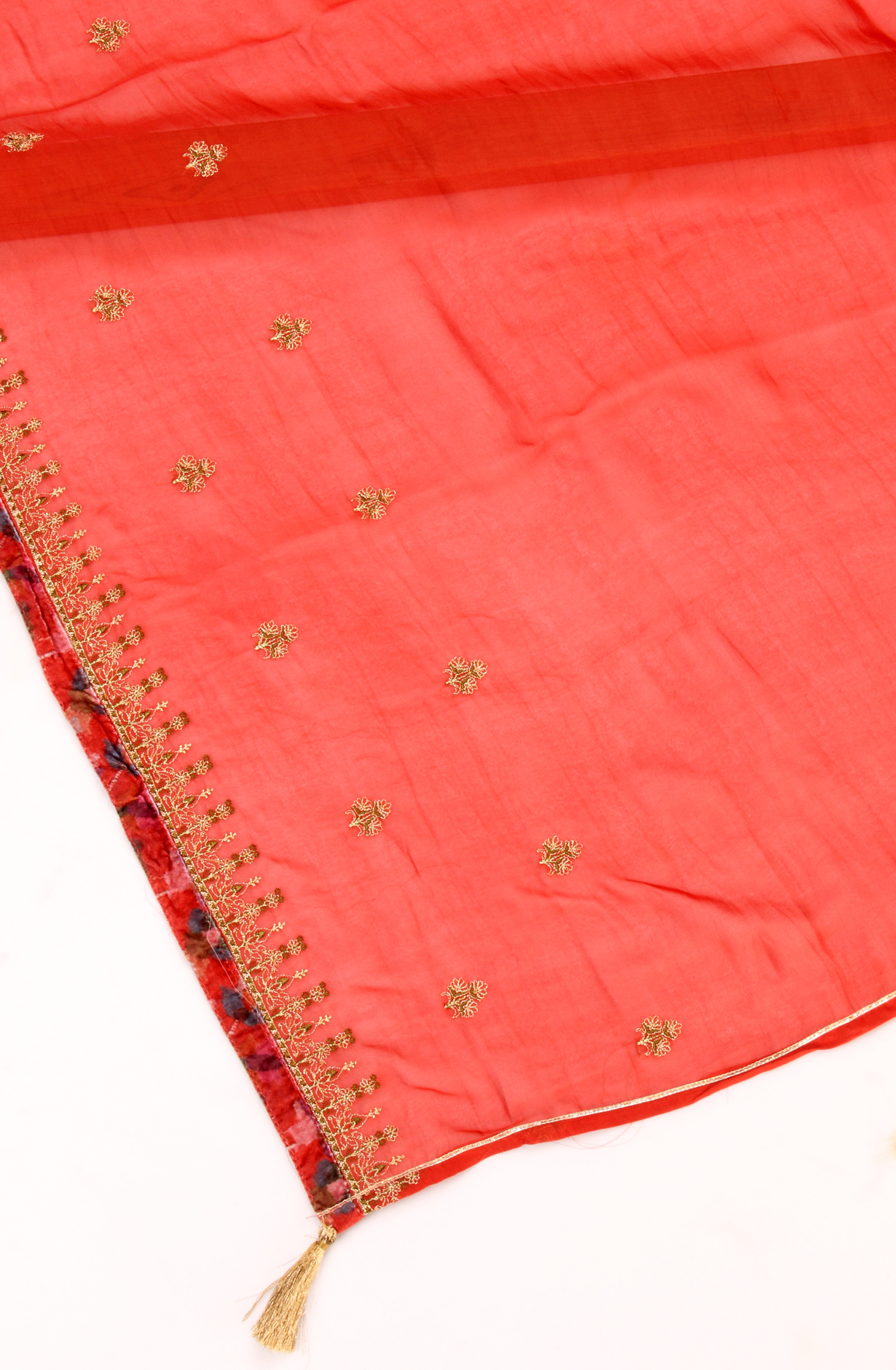 Rust Velvet Winter Wear Unstitched Salwar Kameez - MUS8746