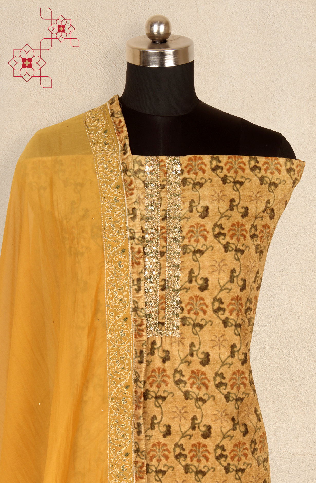 Mehndi Velvet Winter Wear Unstitched Salwar Kameez - MUS8915