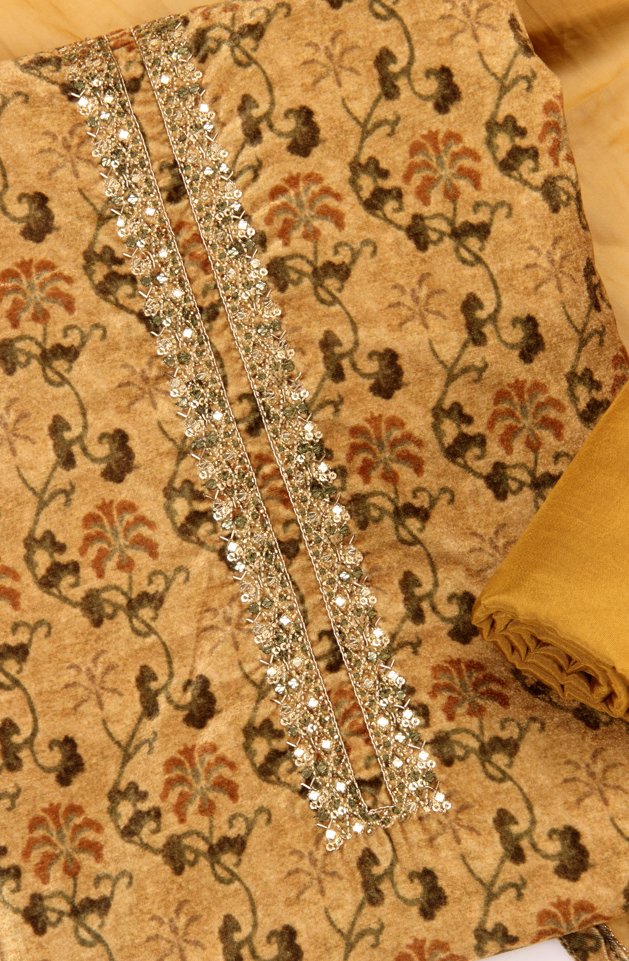 Mehndi Velvet Winter Wear Unstitched Salwar Kameez - MUS8915