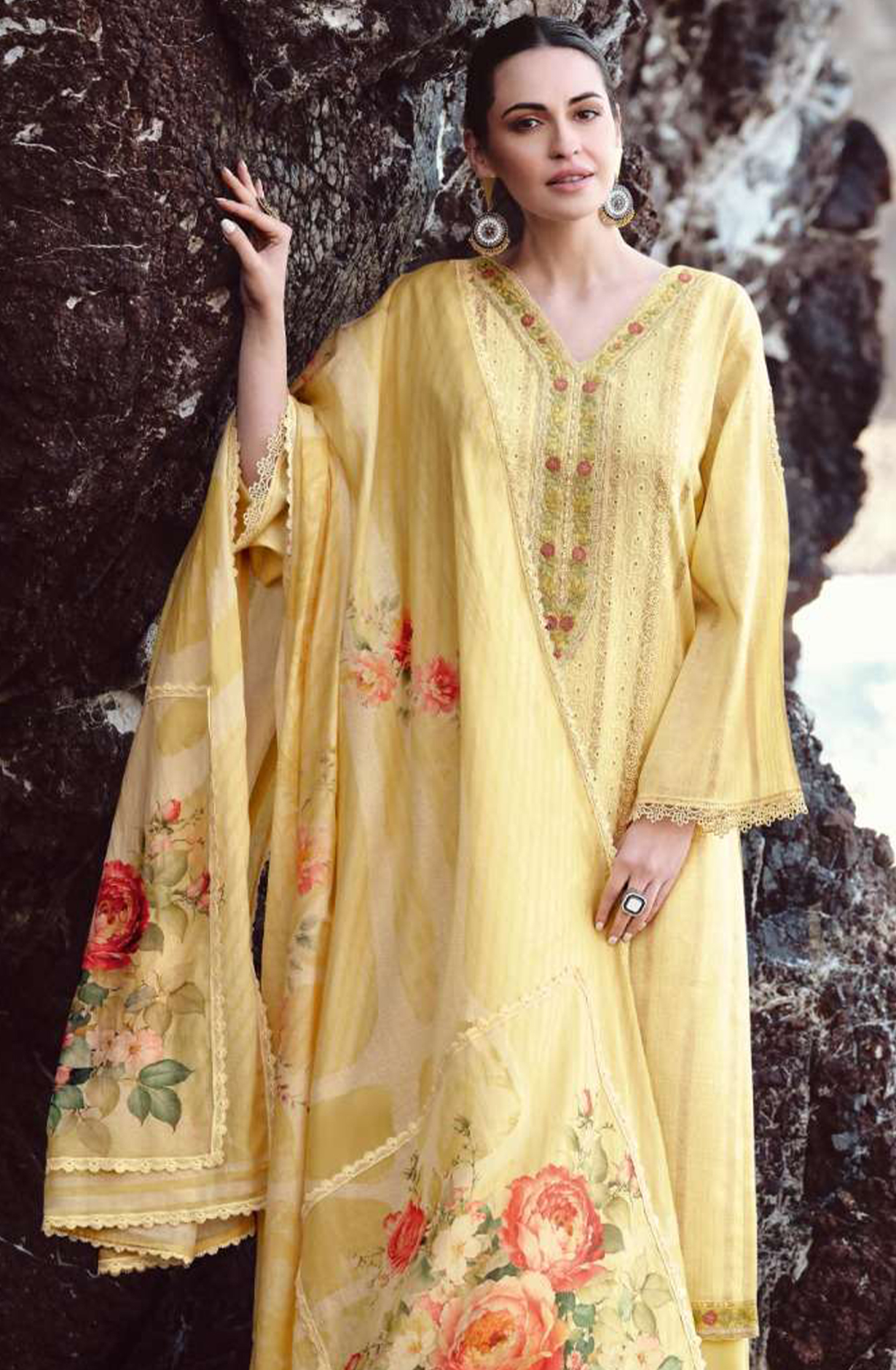 Yellow Handloom cotton Suit Set with Dupatta - MUSMF01