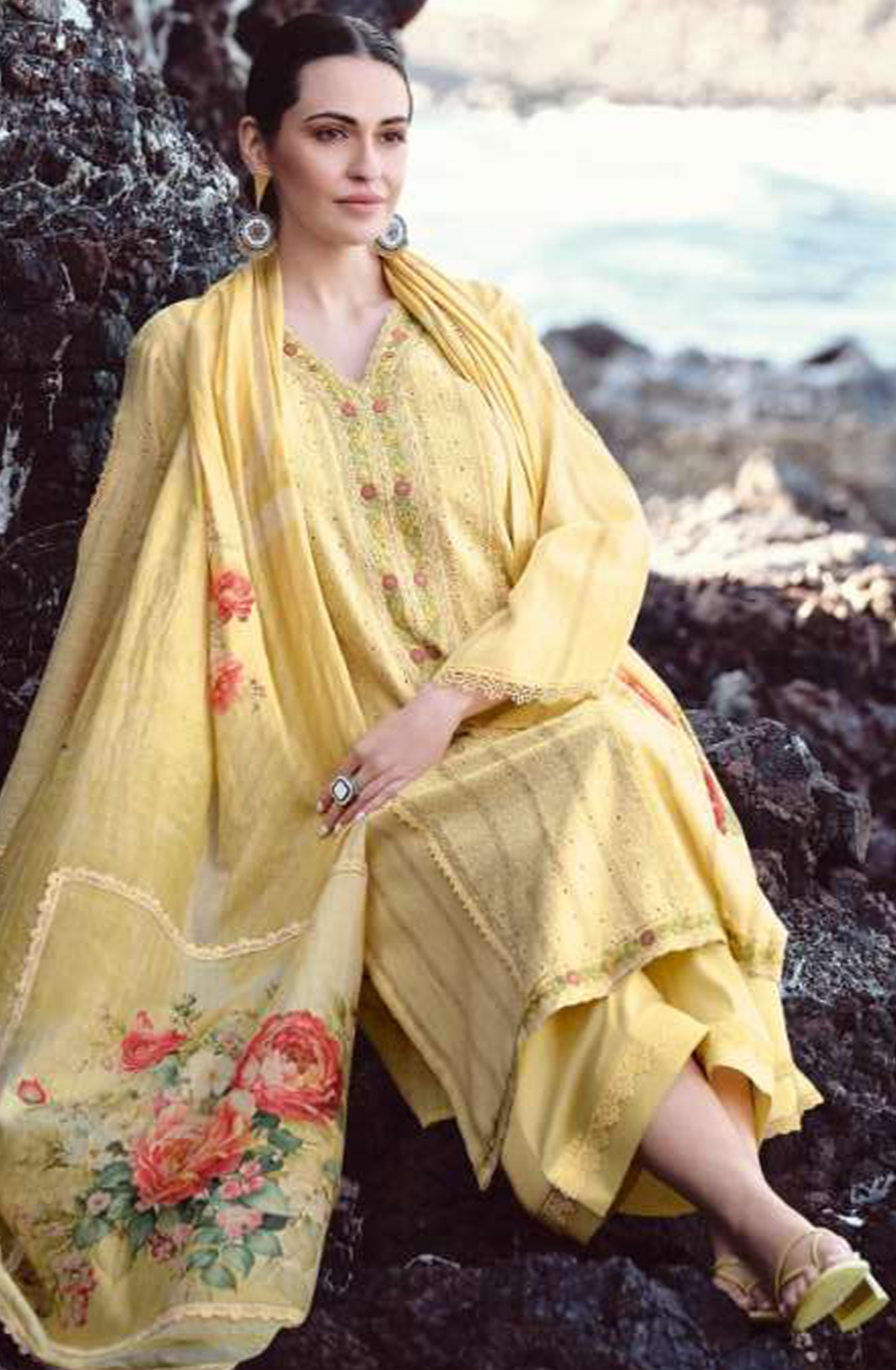 Yellow Handloom cotton Suit Set with Dupatta - MUSMF01