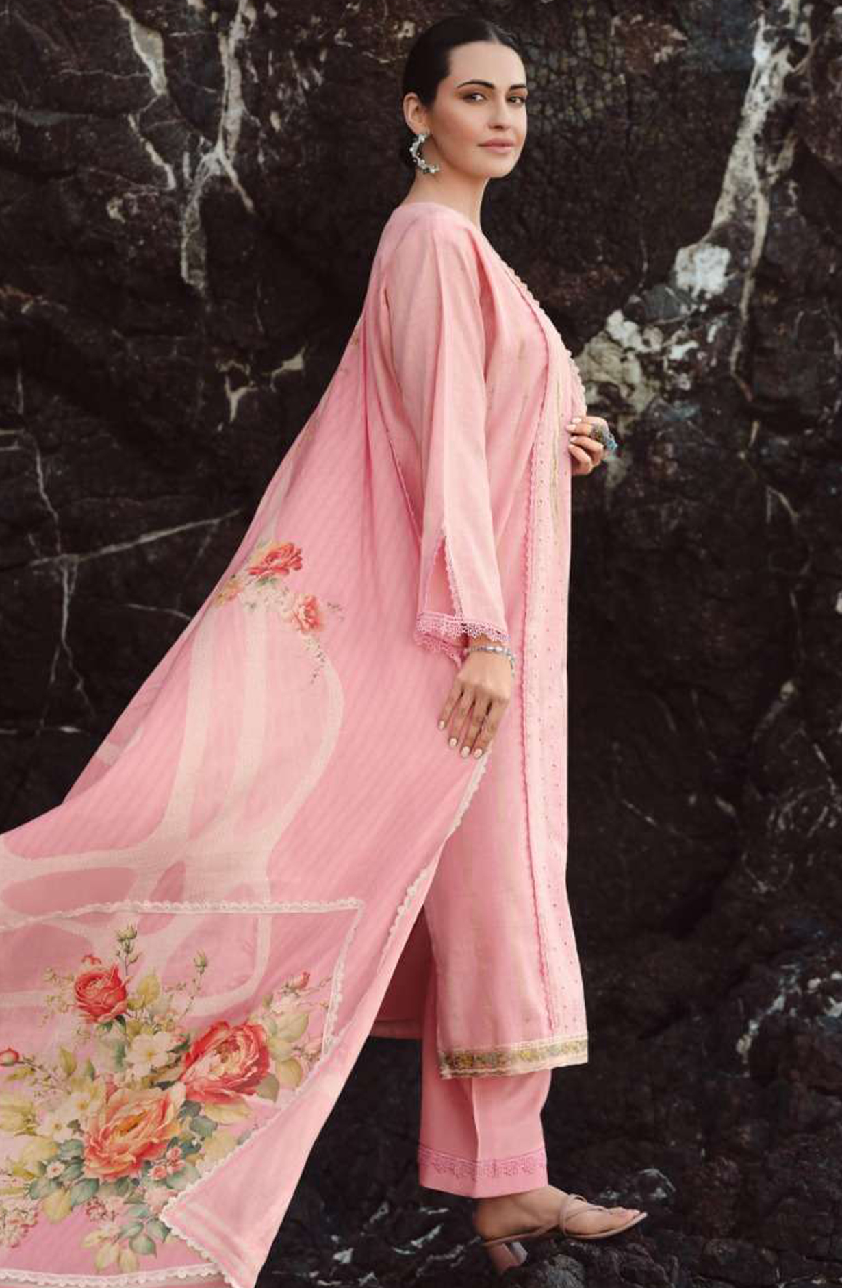 Pink Handloom cotton Suit Set with Dupatta - MUSMF03