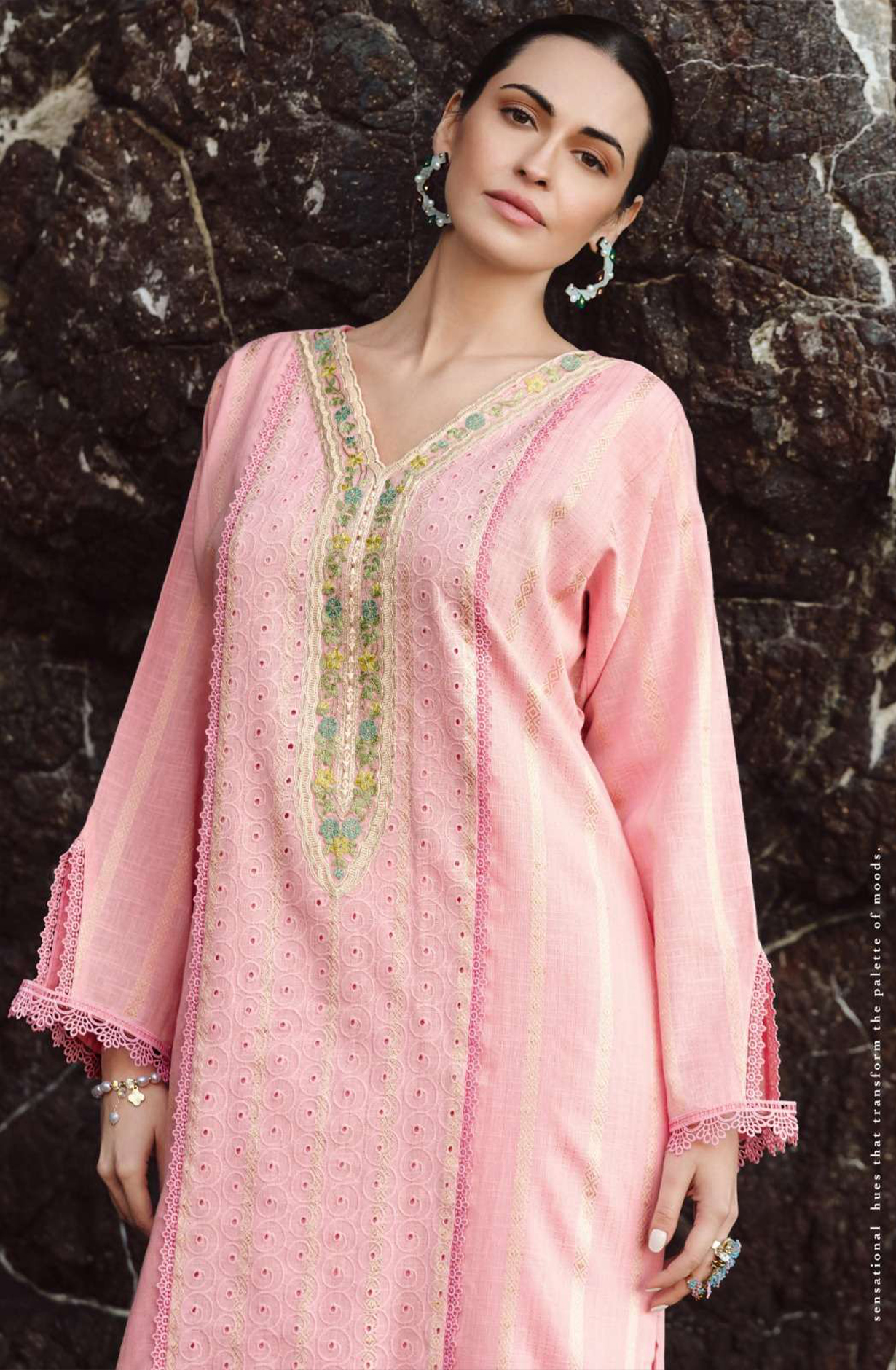 Pink Handloom cotton Suit Set with Dupatta - MUSMF03