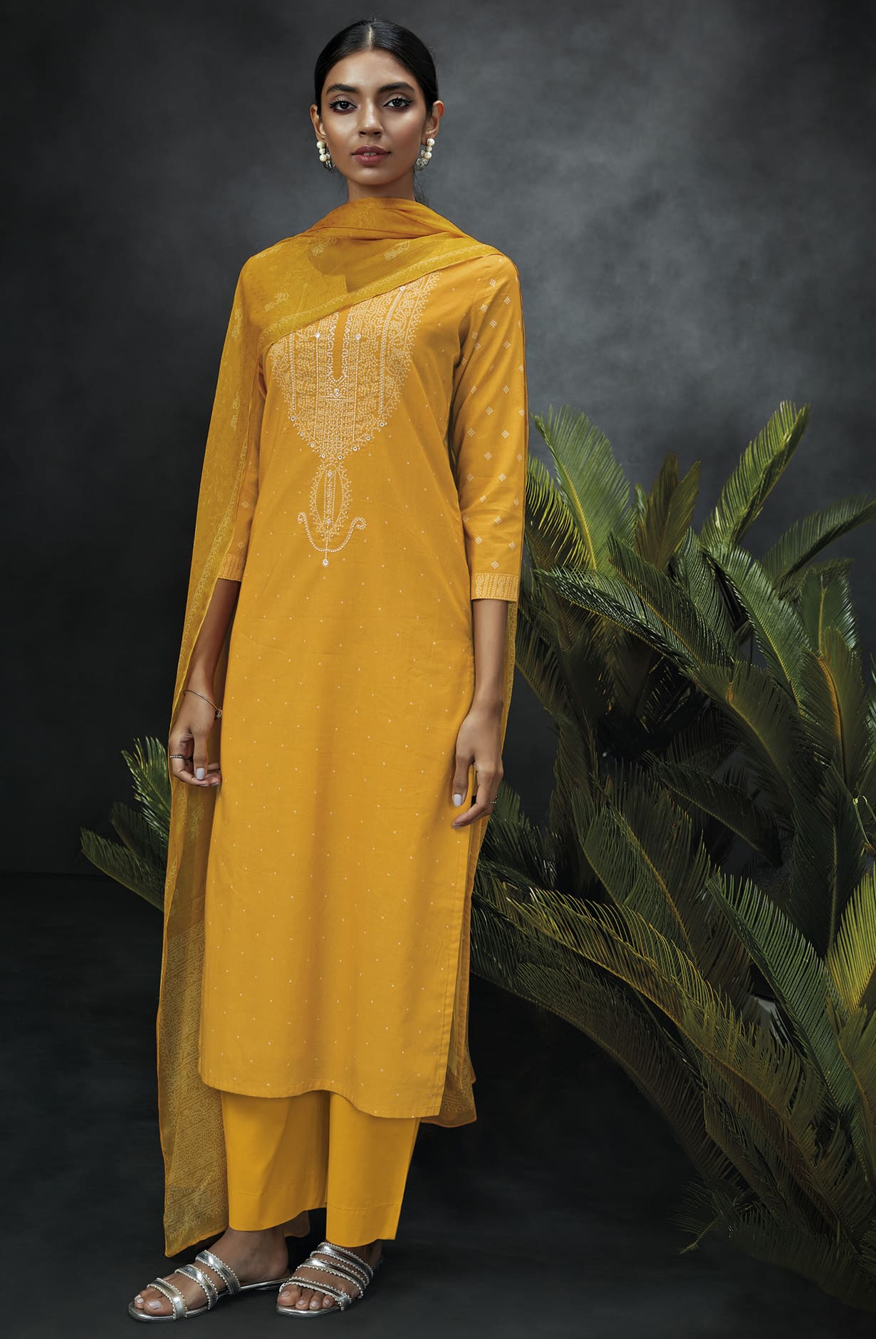 Mustard Pashmina Winterwear Printed Unstitched Salwar Kameez - LAKS1223B