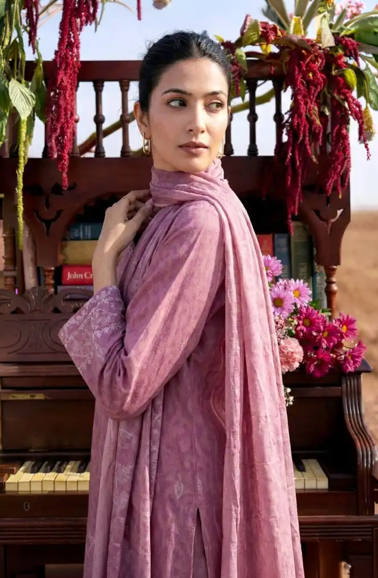 Pink Pure Cotton Lawn Beautiful Suit Set with Dupatta - NAA387