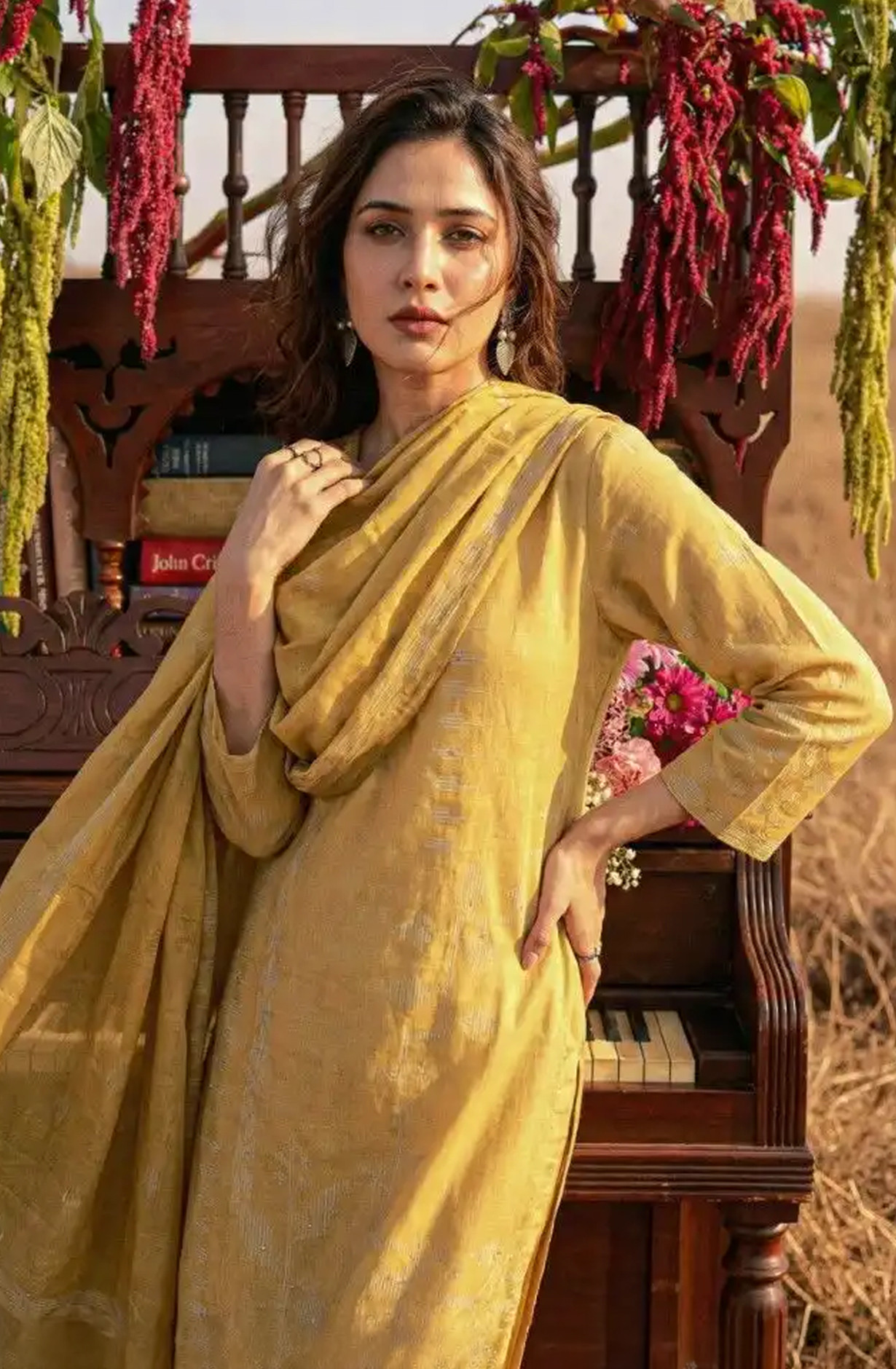 Mustard Pure Cotton Lawn Beautiful Suit Set with Dupatta - NAA358