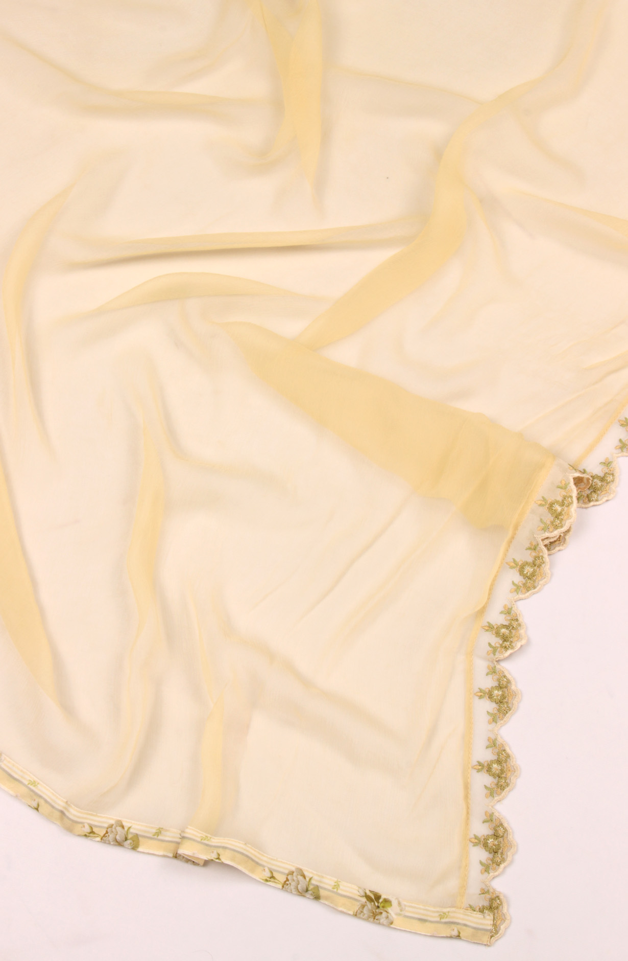 Beige Cotton Unstitched Salwar Suit with Chiffon Dupatta - NAS5291