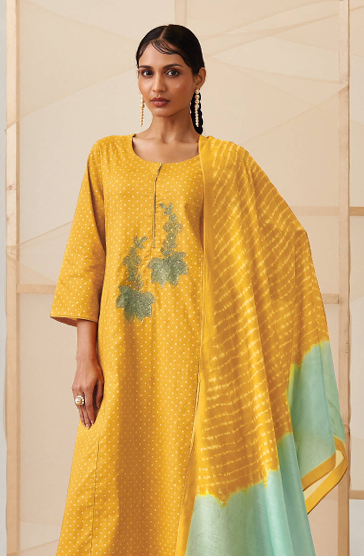Mustard Cotton Printed Salwar Suit - NATC1328